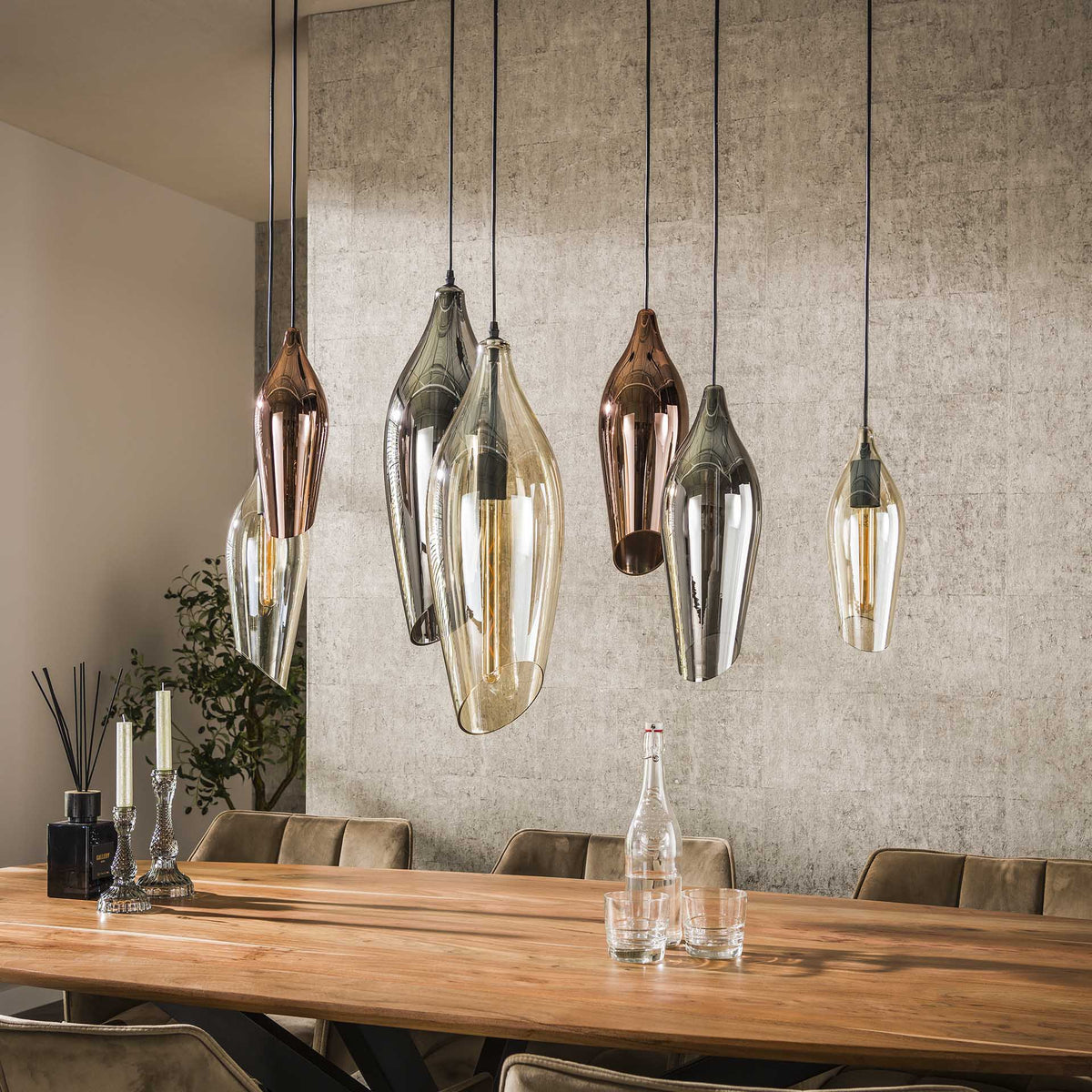 Hanging lamps - Modern Hanging Lamp Coco 7 - light colored glass - Dimehouse