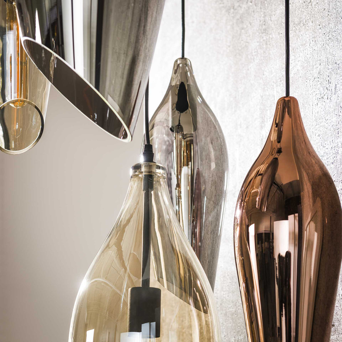 Hanging lamps - Modern Hanging Lamp Coco stepped 5 - light colored glass - Dimehouse