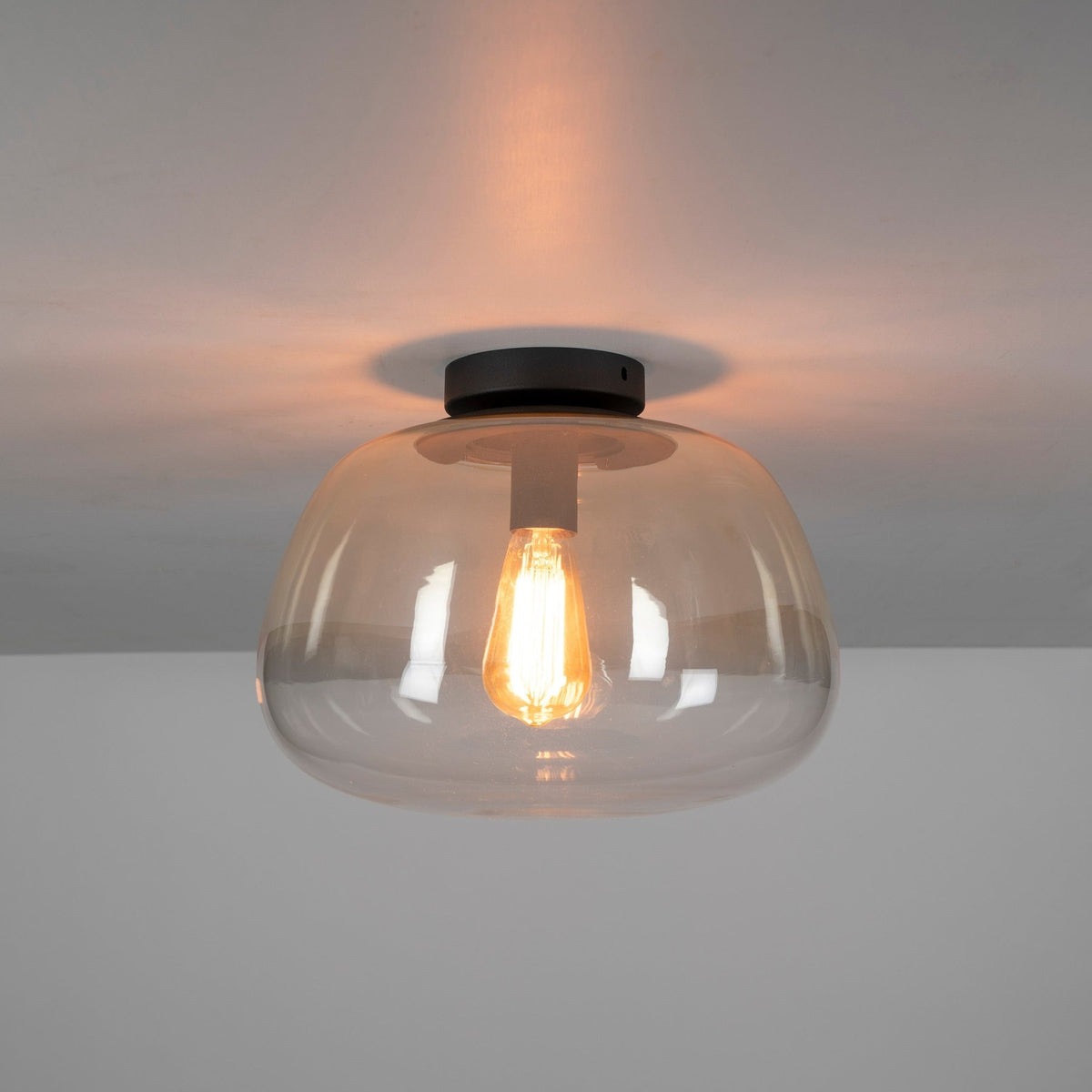 Hanging lamps - Ceiling lamp Noma Shaded Amber Glass 36x22 cm - Dimehouse