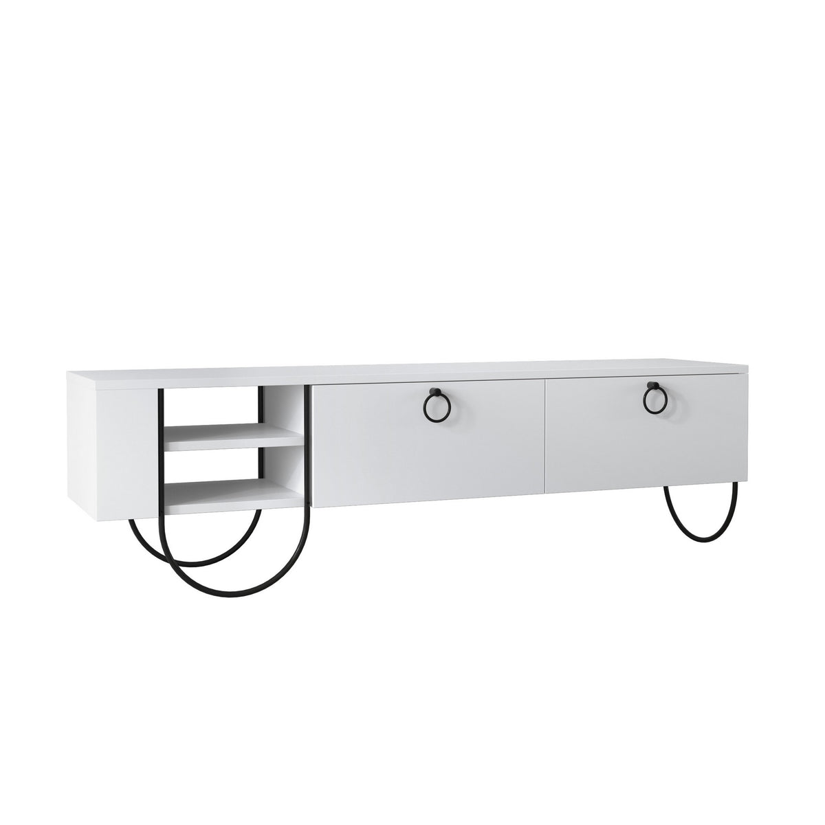 TV Furniture - TV Furniture Norfolk White Melamine 150x44x36 cm - Dimehouse