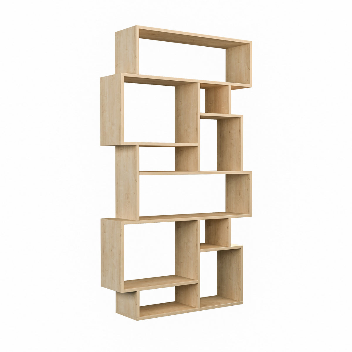 Bookcases - Asymmetrical bookcase oak look melamine Karmato 96x168.5x25.5 cm - Dimehouse