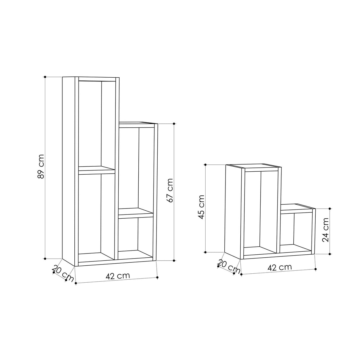 Bookcases - Modular shelving unit anthracite melamine Sule 42x89x20 cm - Dimehouse