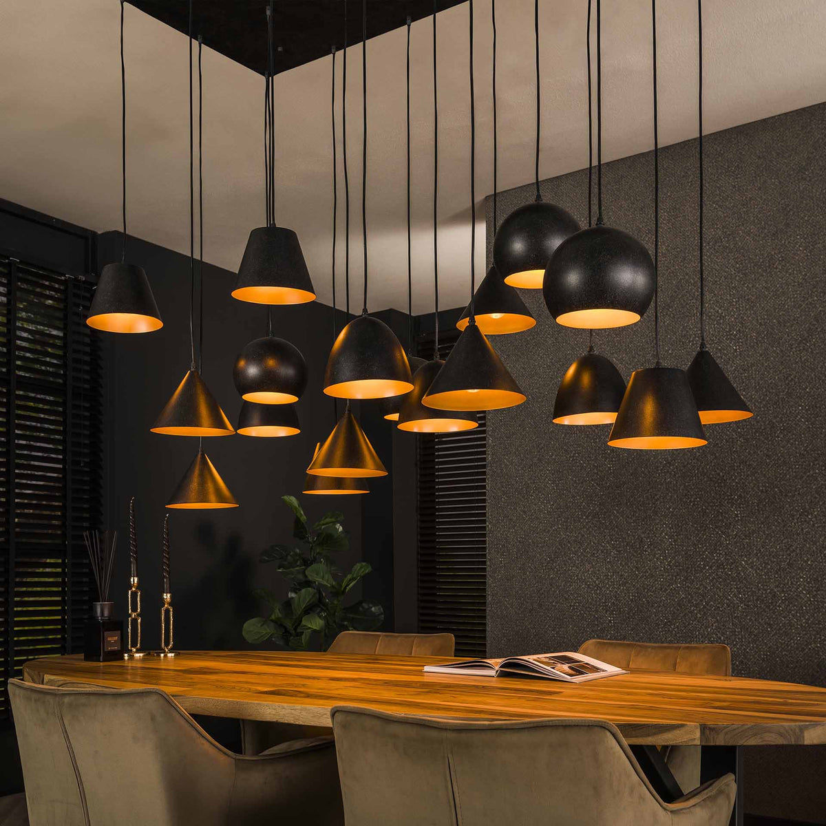 Hanging lamps - Hanging lamp Kane 18 - light metal black - Dimehouse