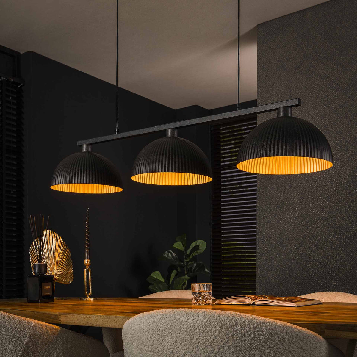Hanging lamps - Hanging lamp Melo 3 - light metal black - Dimehouse