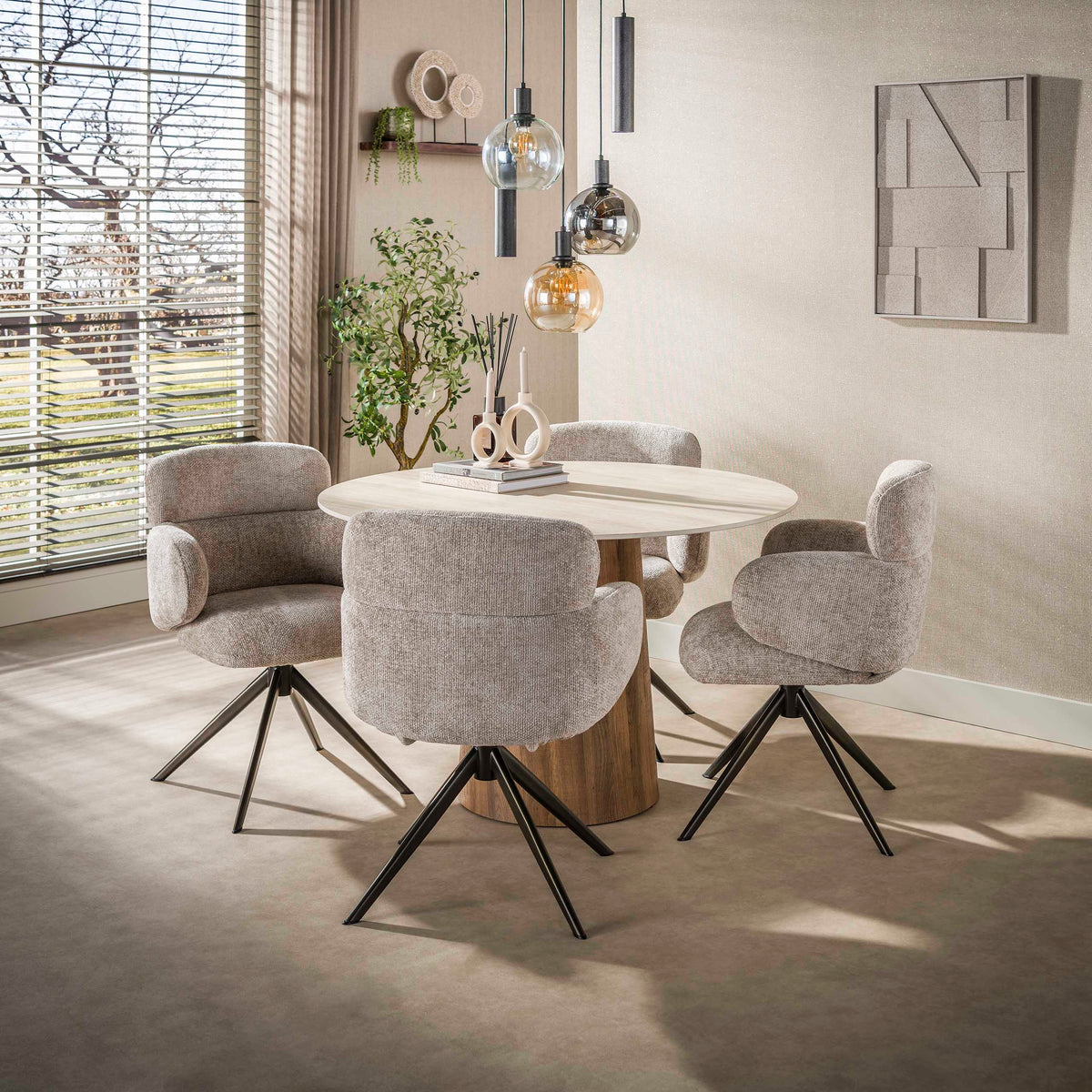 Hanging lamps - Hanging lamp 5 - light stepped colored glass black metal Valeo - Dimehouse