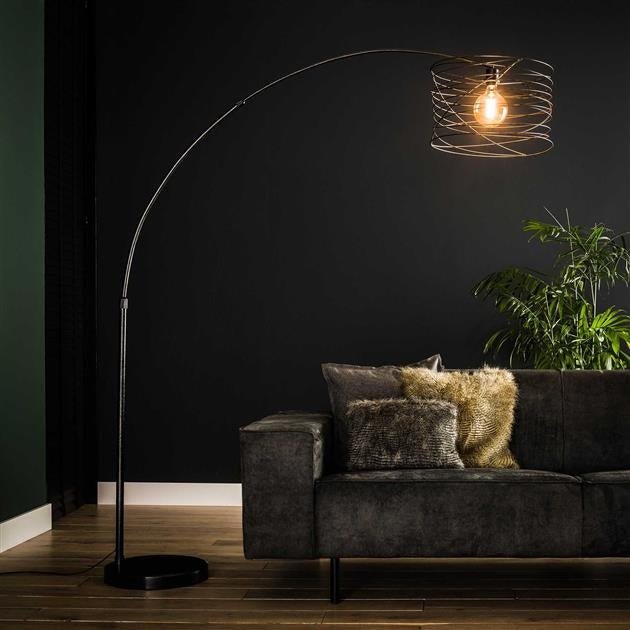 Arc lamp Twist DH Interior Charcoal LxWxH 44x44x11 Metal Atmospheric photo diagonal front view