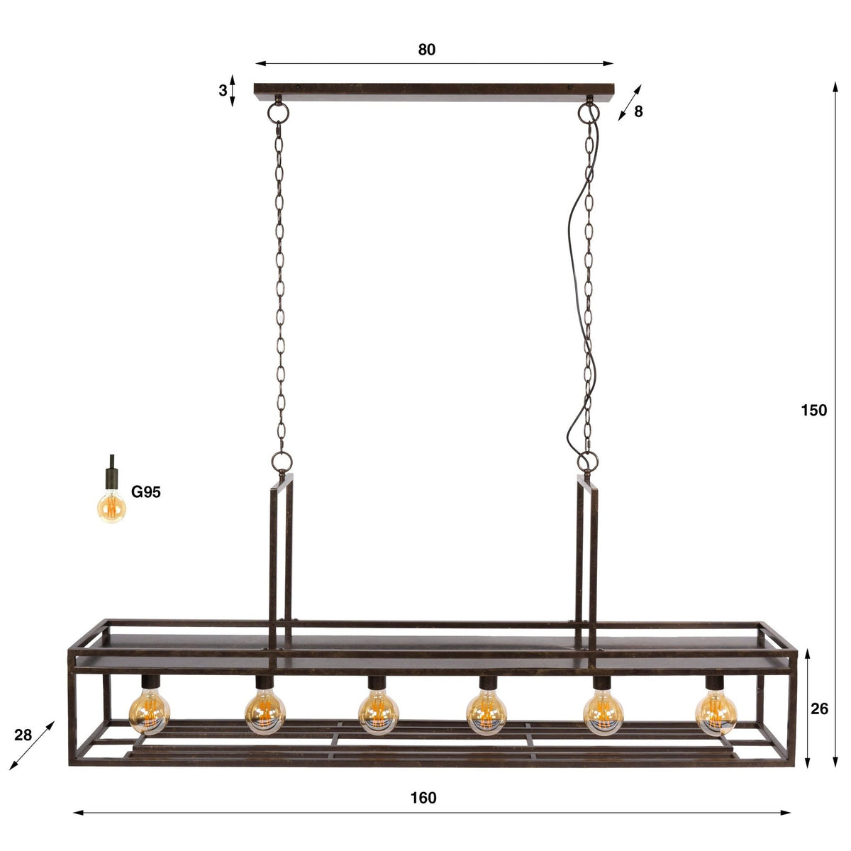 Hanging lamps - Hanging lamp Eloisa 6 - light metal brown - Dimehouse