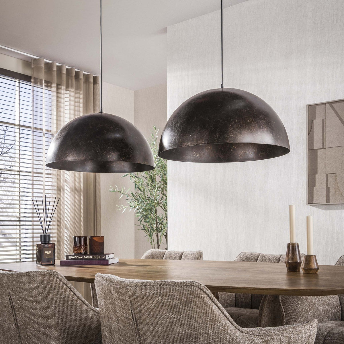 Hanging lamps - Industrial hanging lamp Dacia 2 - light Brown Round 2xØ60 cm - Dimehouse