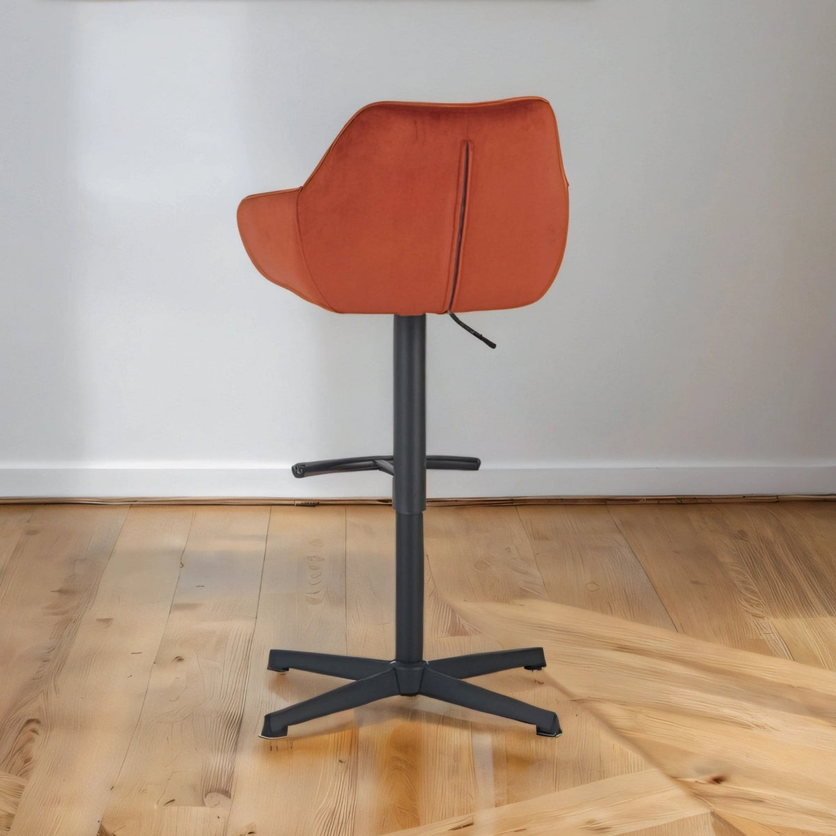 Bar Stools - Venom Bar Stool Copper Velvet - Adjustable Swivel Bar Chair with Armrest - Dimehouse