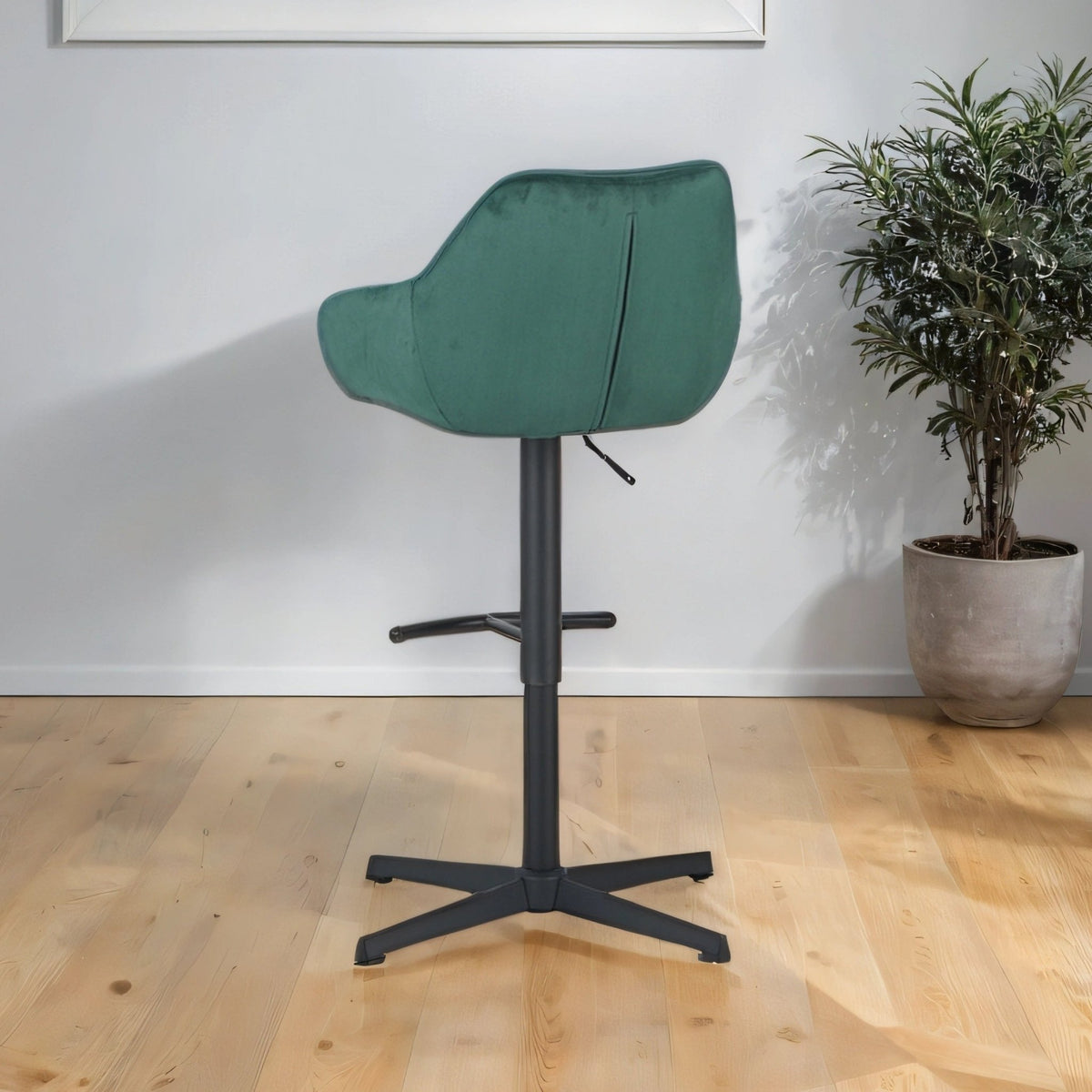 Bar Stools - Venom Bar Stool Green Velvet - Adjustable Swivel Bar Chair with Armrest - Dimehouse