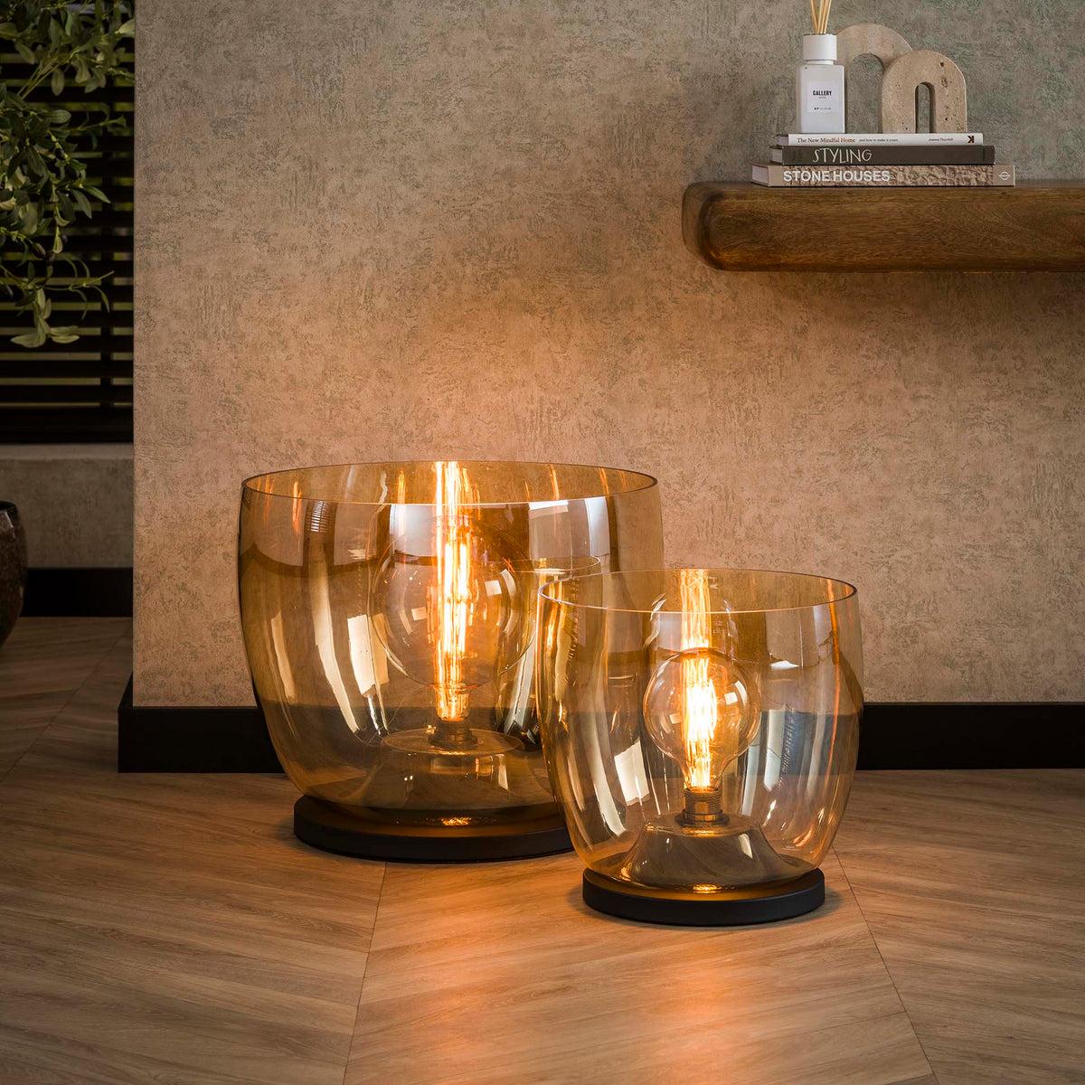 Floor lamps - Floor lamp Dain UP XL Amber glass - Dimehouse