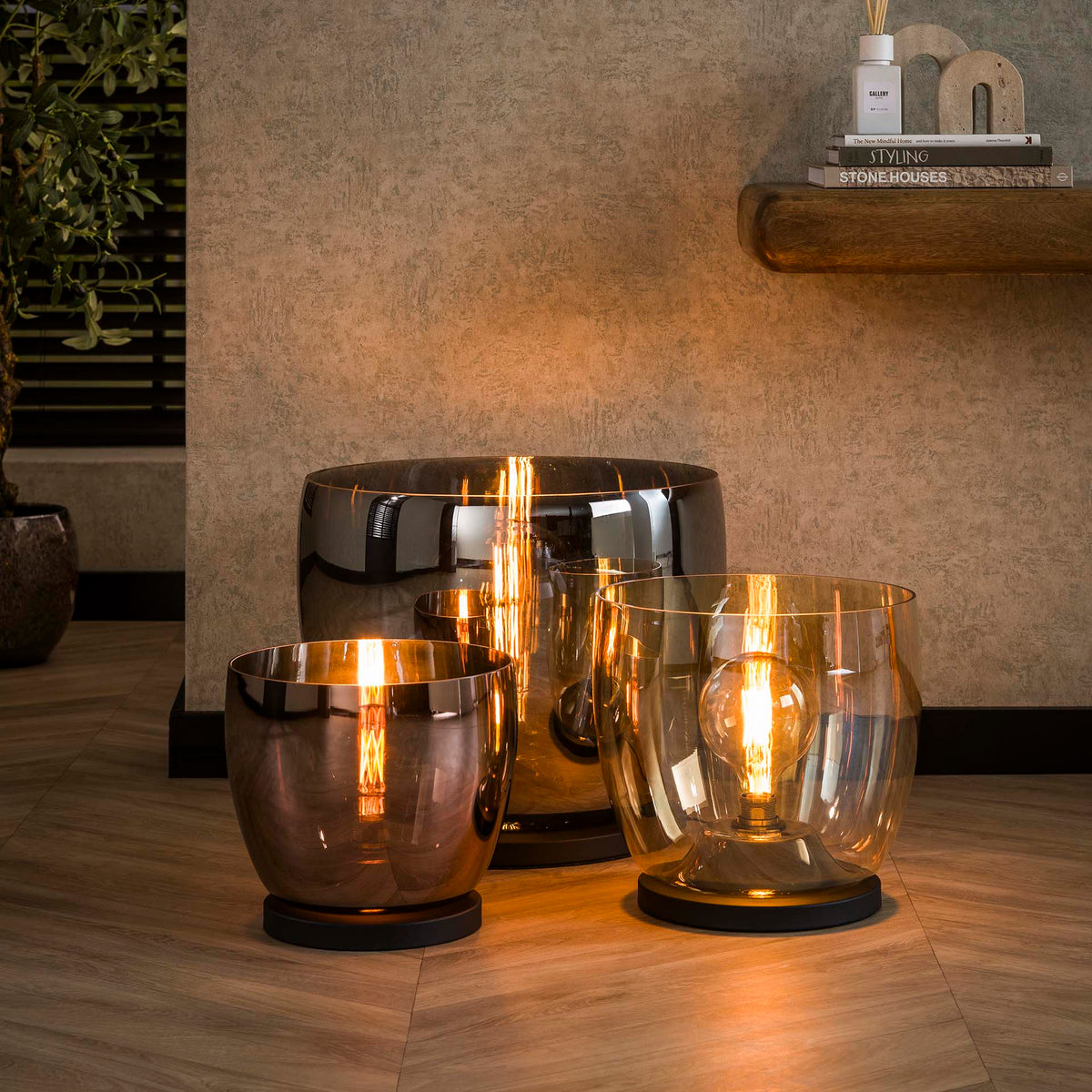 Floor lamps - Floor lamp Dain UP XXL Copper-colored glass - Dimehouse
