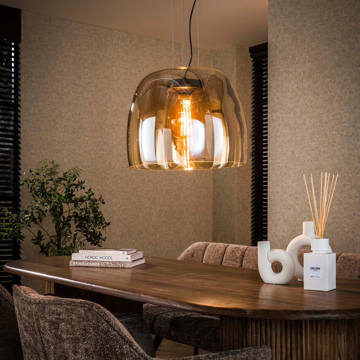 Hanging lamps - Hanging lamp Dain 1 - light XL amber glass - Dimehouse