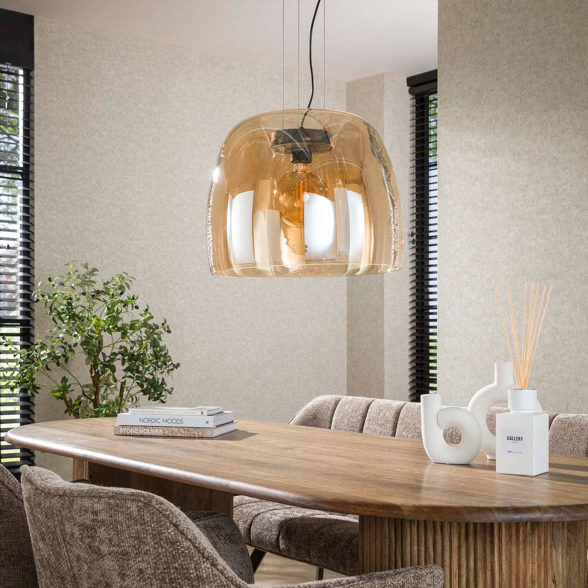 Hanging lamps - Hanging lamp Dain 1 - light XL amber glass - Dimehouse