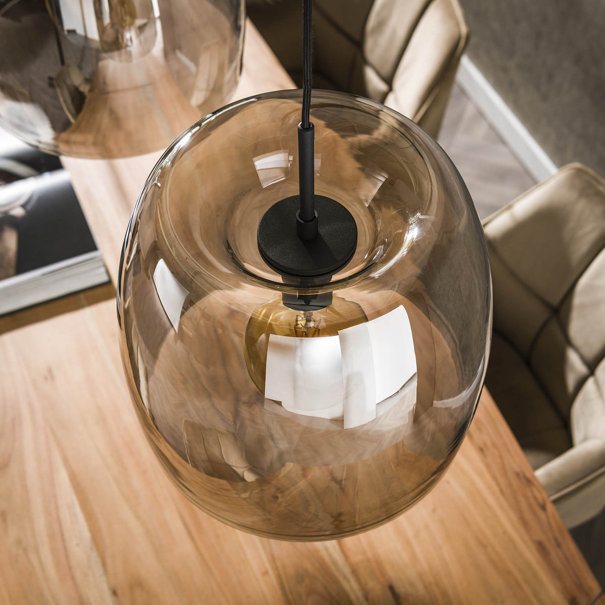 Hanging lamps - Hanging lamp Dain 3 - light chrome-colored glass - Dimehouse