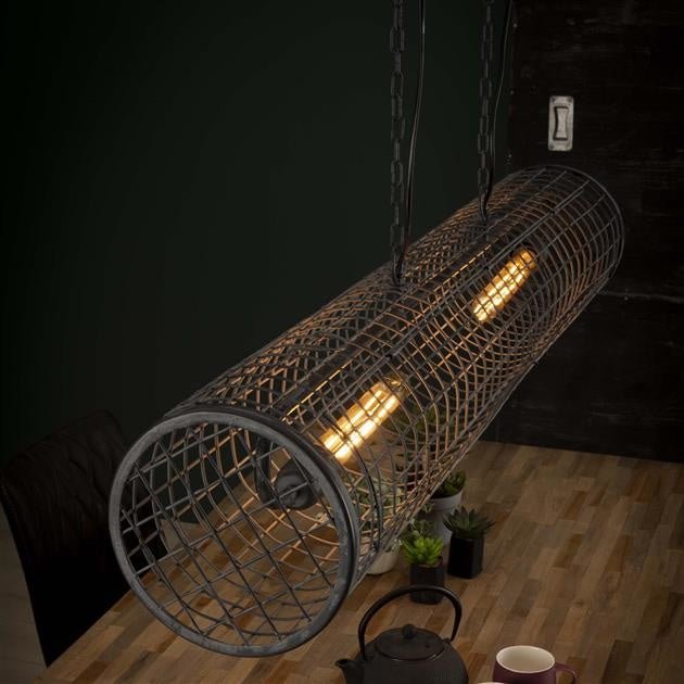 Hanging lamp Roan DH Interior Gray LxWxH 121x30x23 Slate gray Atmospheric photo diagonal front view
