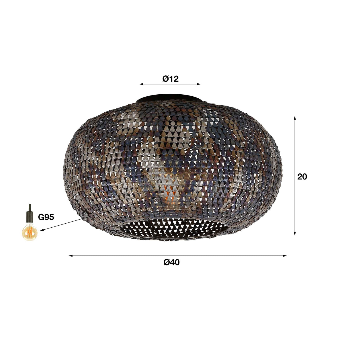 Ceiling lamps - Ceiling lamp Alfie metal black brown - Dimehouse