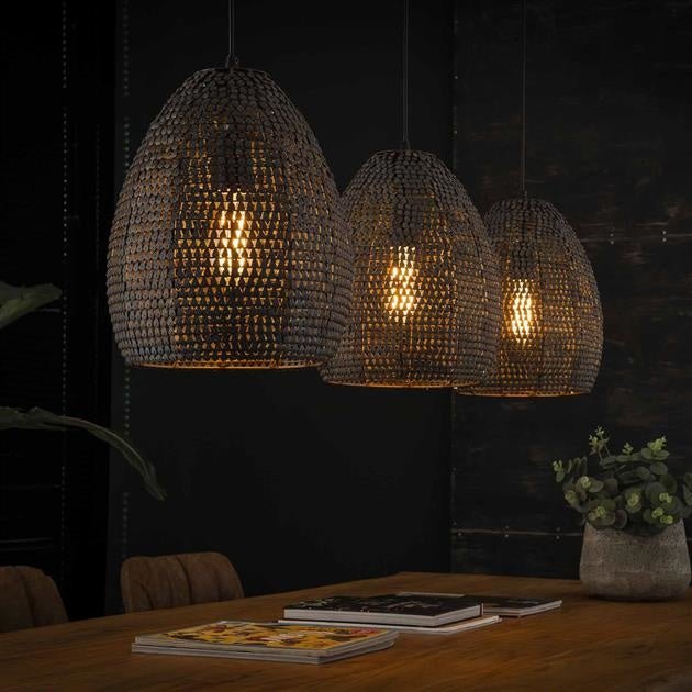 Hanging lamp Armoor DH Interior Brown LxWxH 112x41x33 Black brown Atmospheric photo diagonal front view