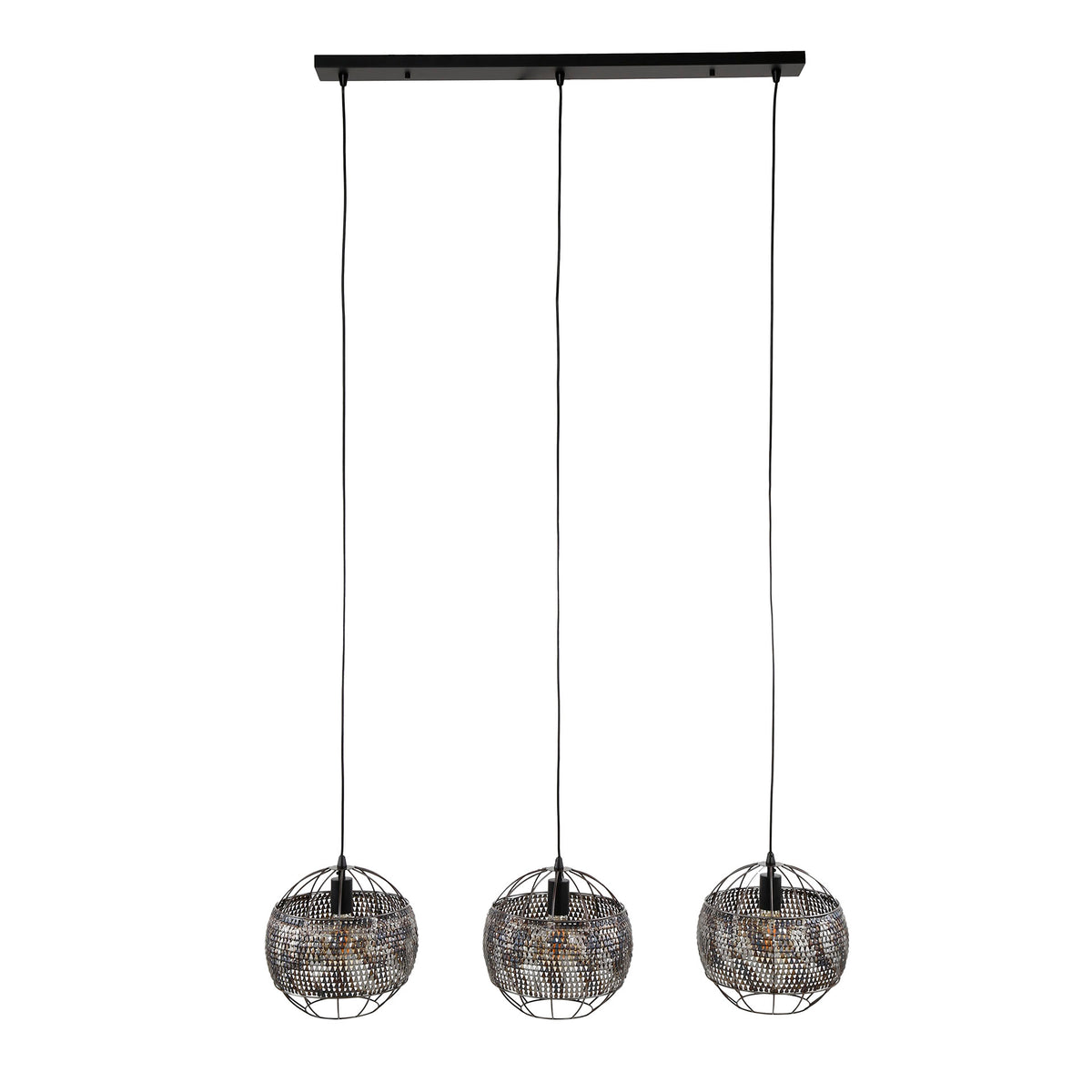 Hanging lamps - Hanging lamp Alfie 3 - light metal black brown - Dimehouse