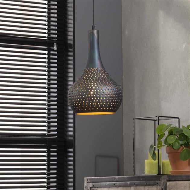 Hanging lamp Aya 1 Black-Brown DH Interior Brown LxWxH 46x28x27 Black brown Ambient photo diagonal front view