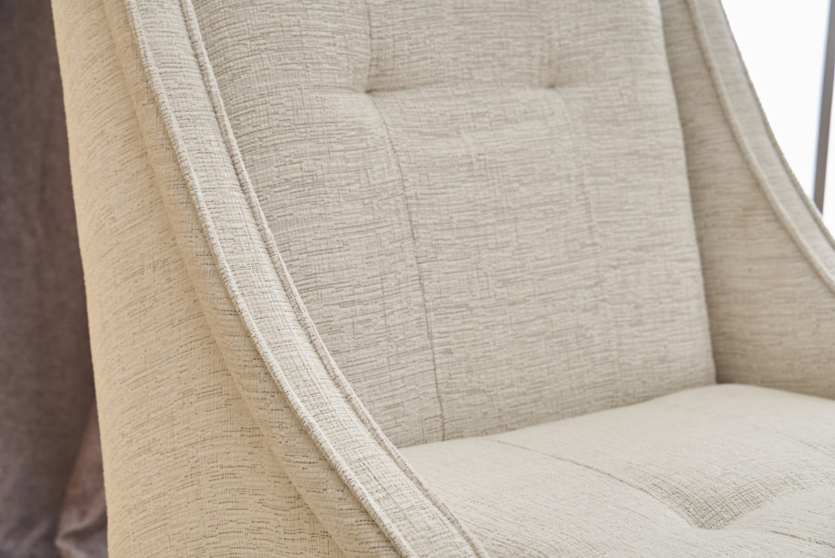 Armchairs - Armchair beige chenille fabric rural classic Ella - Dimehouse