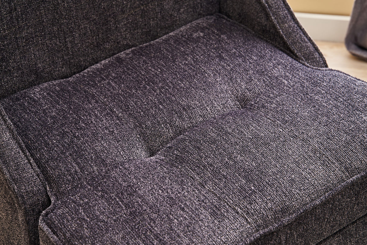 Armchairs - Armchair anthracite chenille fabric rural classic Ella - Dimehouse