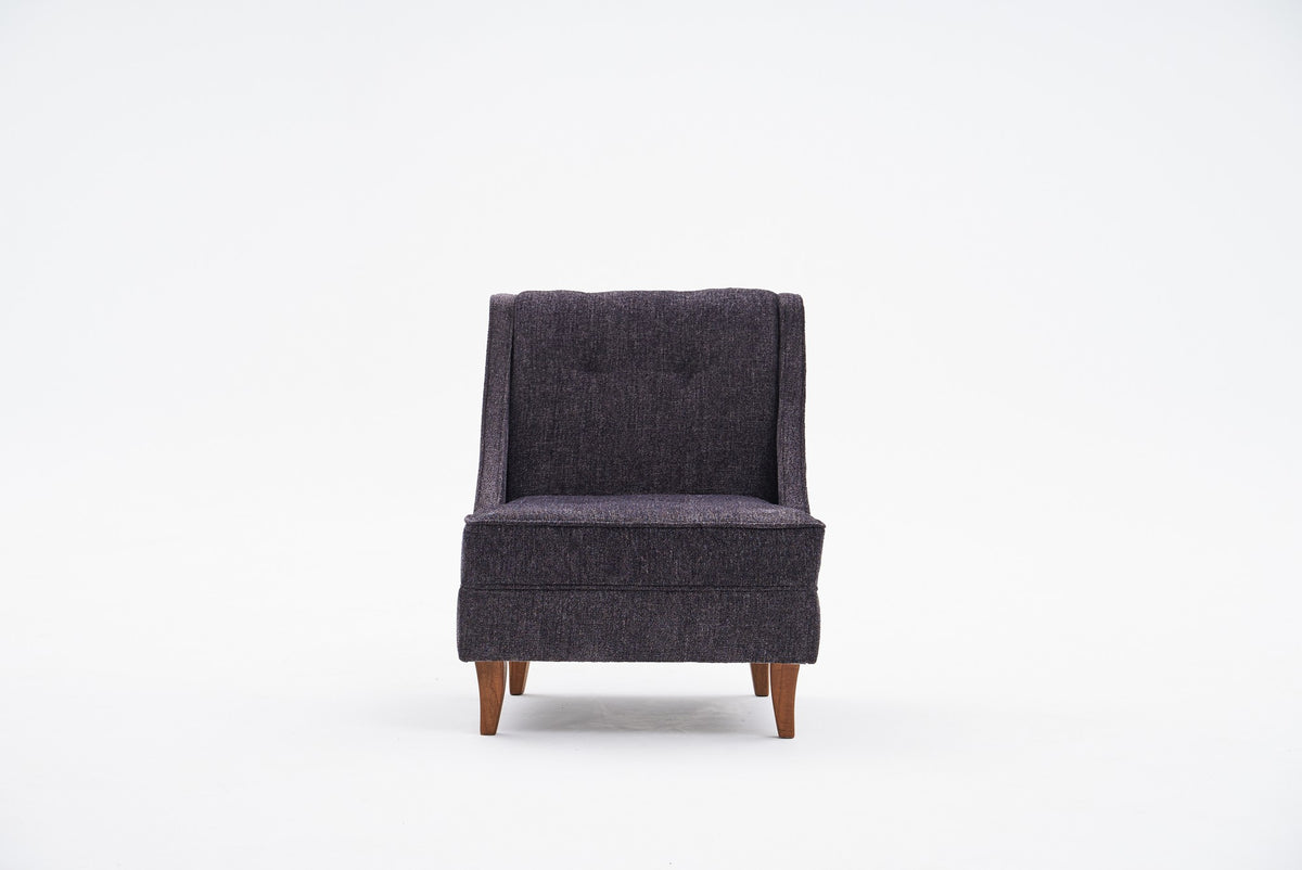 Armchairs - Armchair anthracite chenille fabric rural classic Ella - Dimehouse