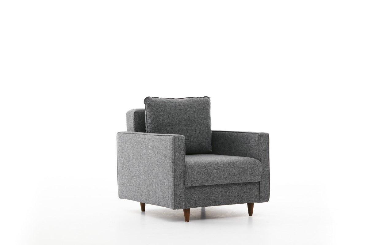 Armchairs - Modern rural armchair gray fabric Eva - Dimehouse