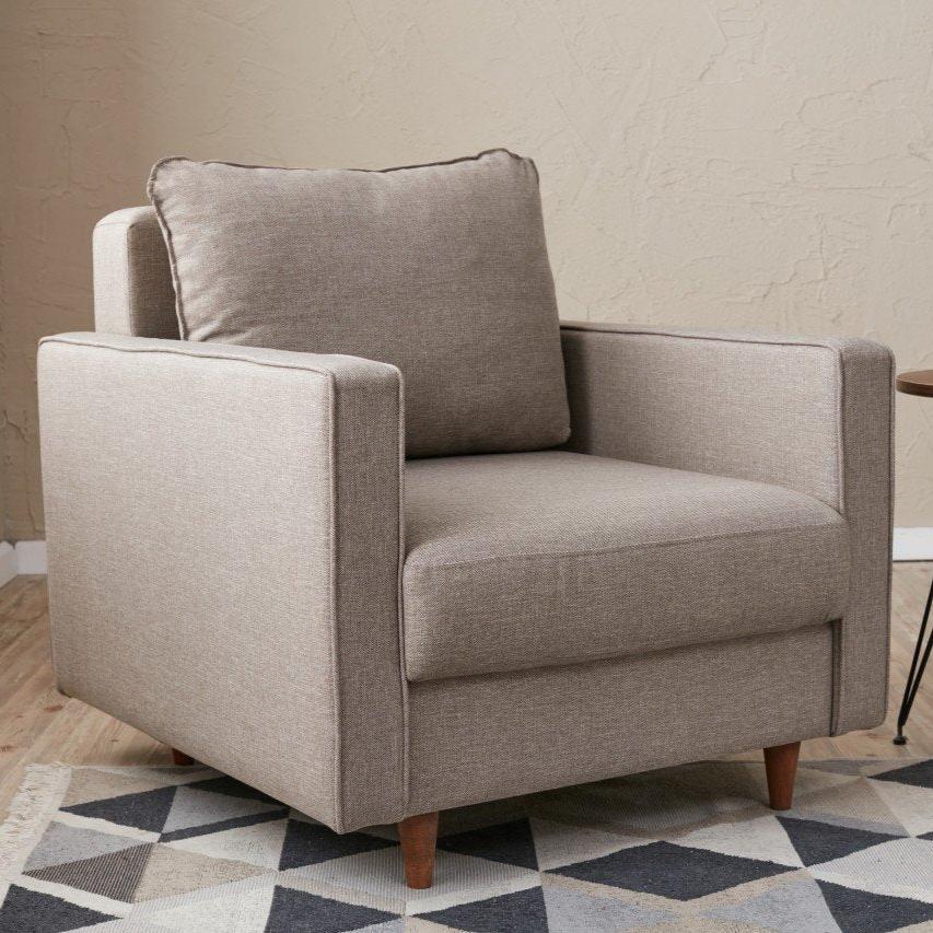 Armchairs - Modern rural armchair sand-colored fabric Eva - Dimehouse