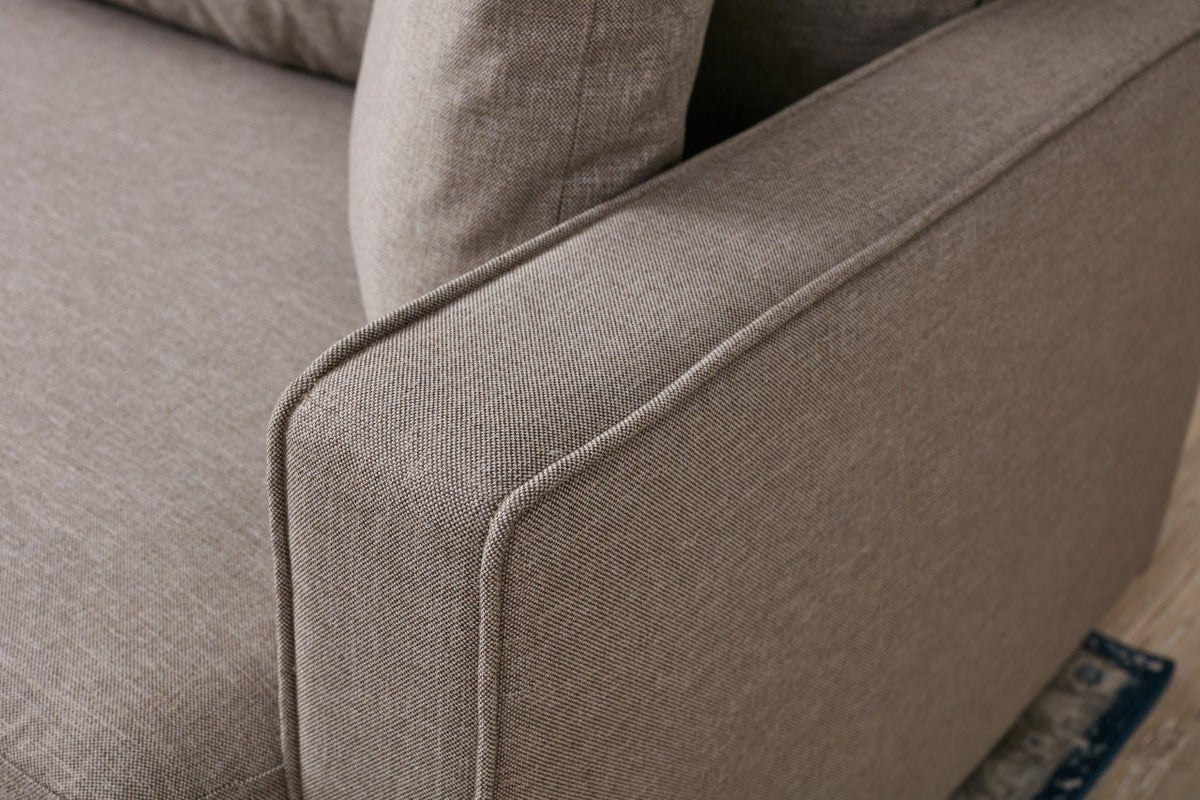 Armchairs - Modern rural armchair sand-colored fabric Eva - Dimehouse