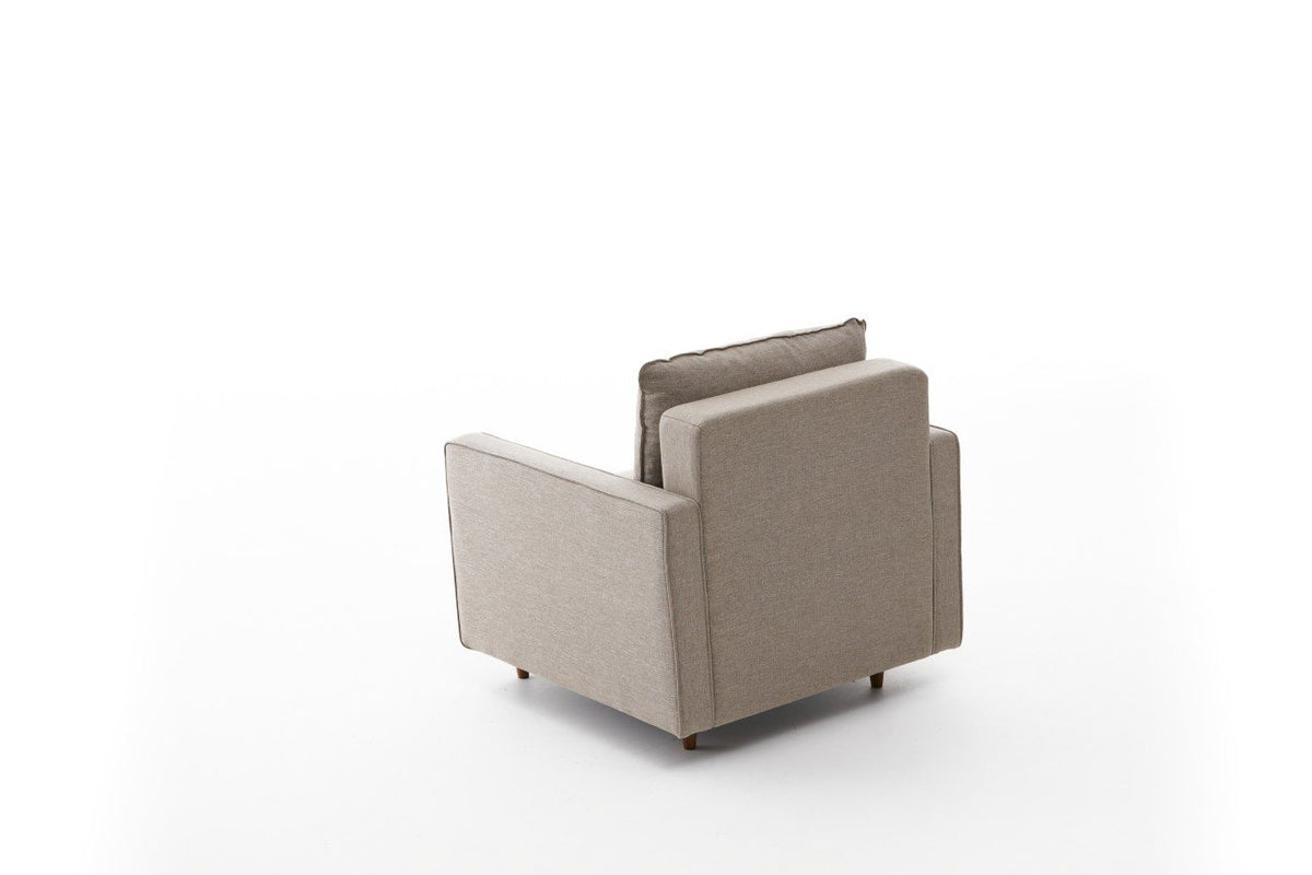 Armchairs - Modern rural armchair sand-colored fabric Eva - Dimehouse