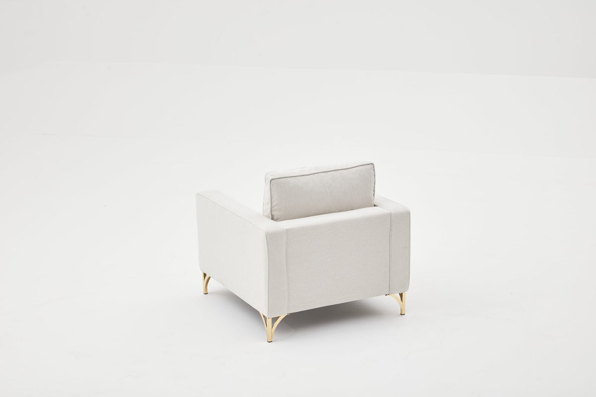 Armchairs - Modern armchair cream bouclé fabric with gold chair legs Berlin - Dimehouse