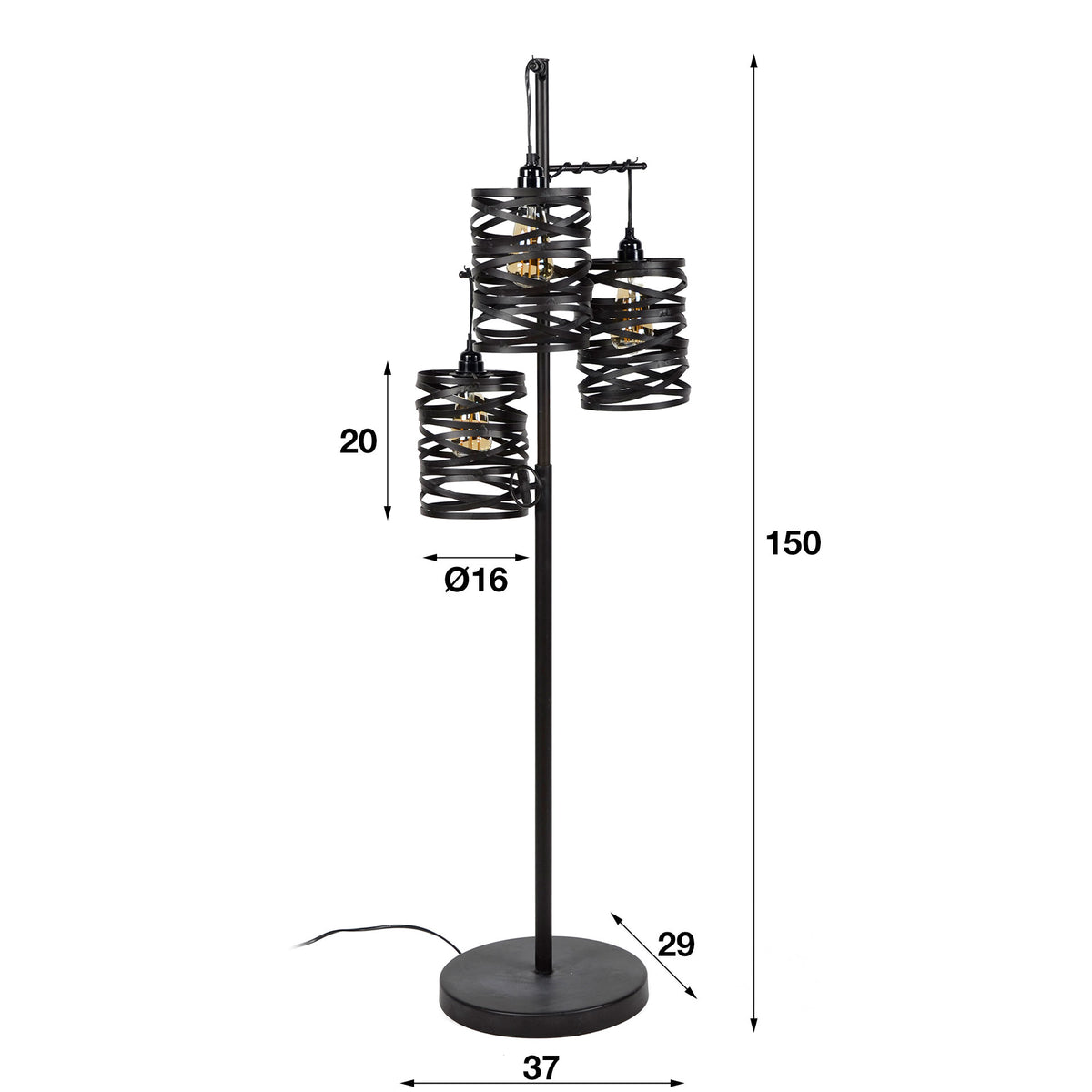 Floor lamp Spin DH Interior Gray LxWxH 120x39x39 Slate gray White photo size indication