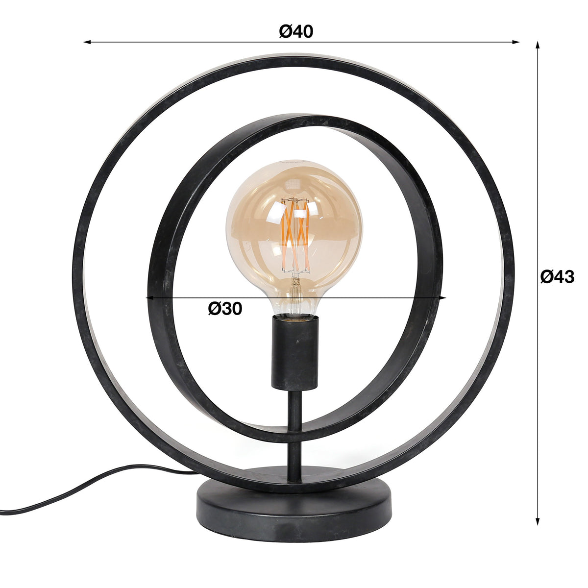 Table lamp Otan DH Interior Charcoal LxWxH 48x46x25 Metal White photo size indication