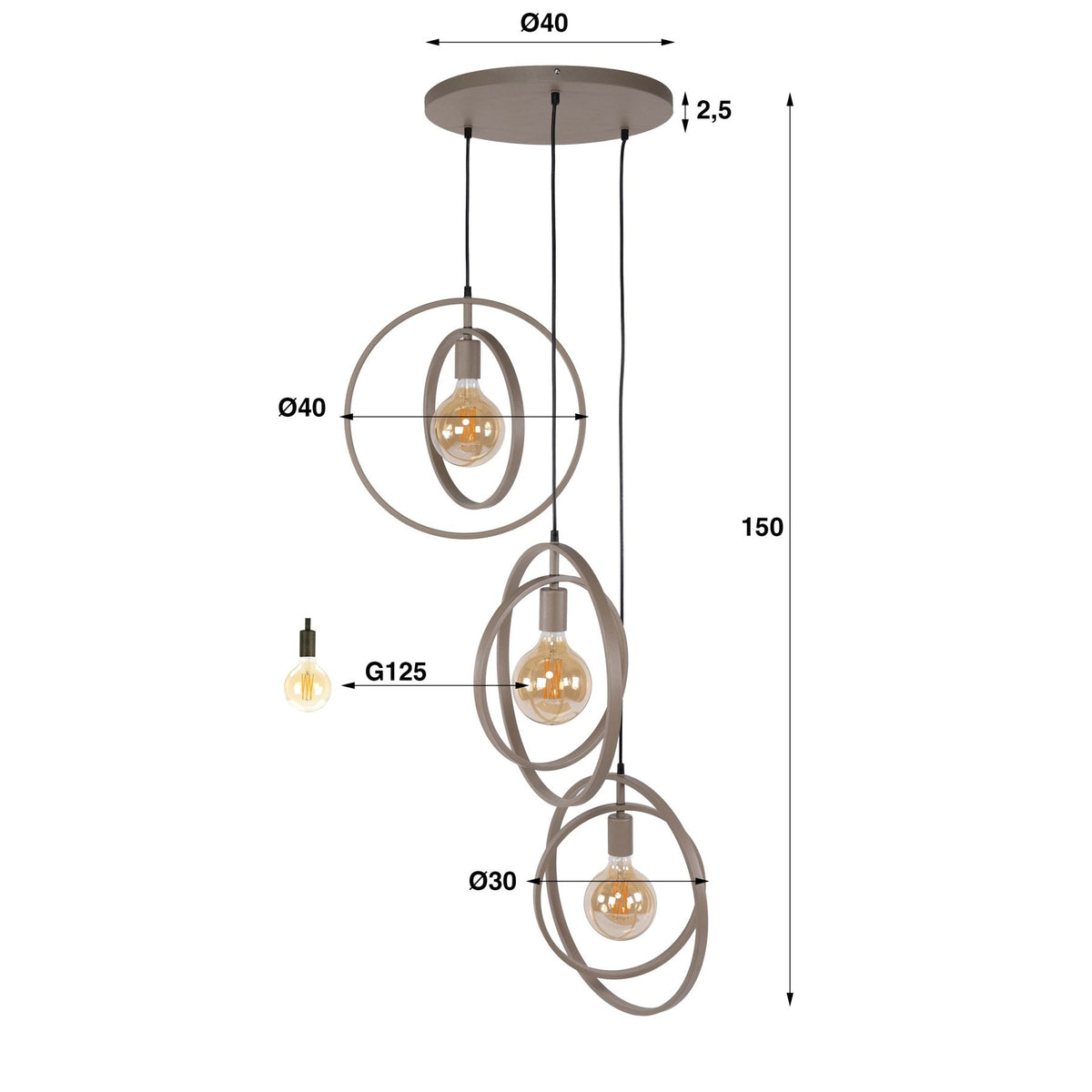 Hanging lamps - Modern Hanging Lamp Beige Otan stepped 3 - lights - Dimehouse
