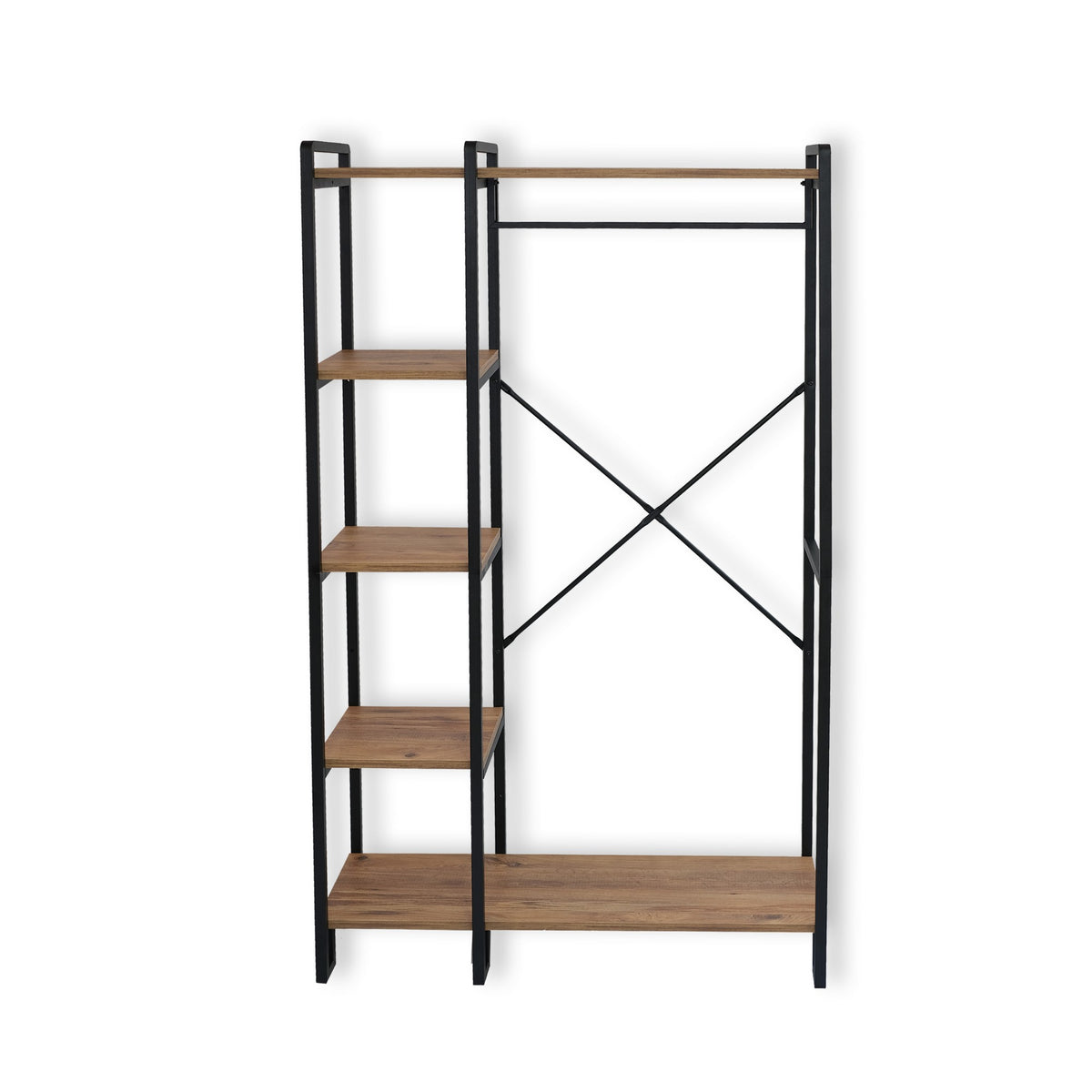 Coat Racks - Wardrobe Furniture Coat Rack Rox Natural - With Shelves - Dimehouse