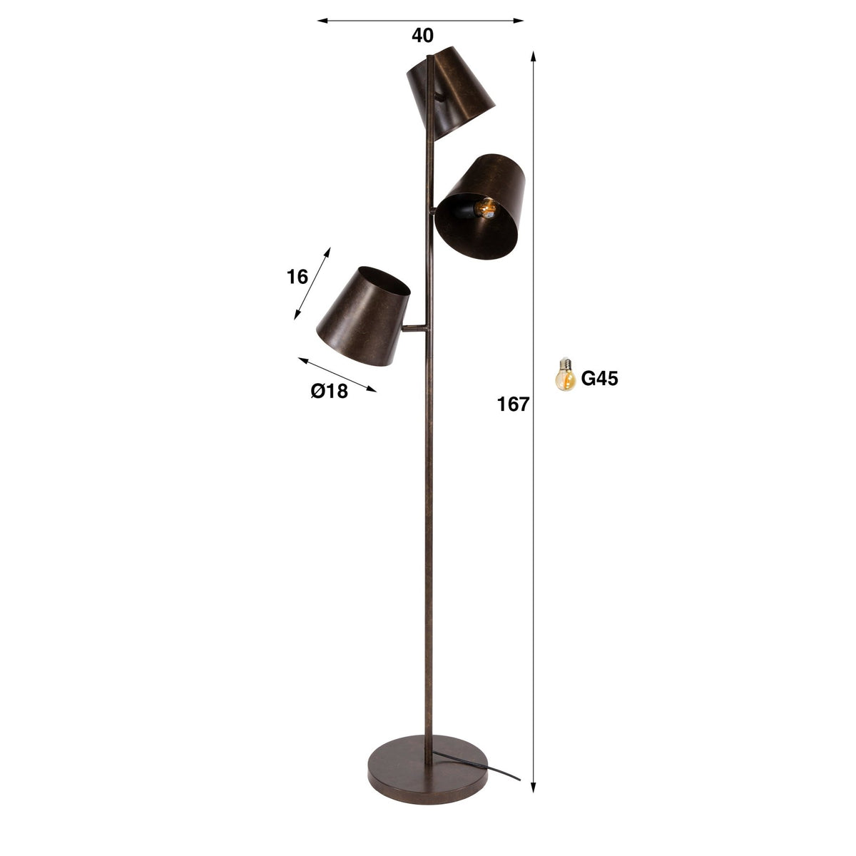 Floor lamps - Floor lamp 3 - light brown metal Carta - Dimehouse