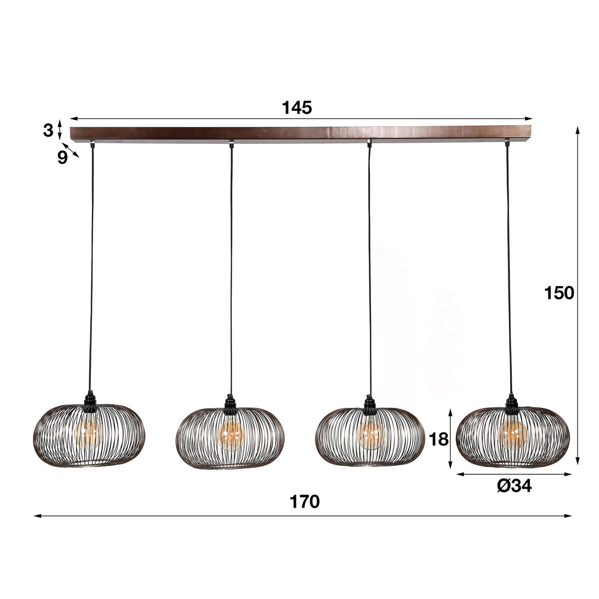 Hanging lamps - Industrial Hanging Lamp Jill 4 - lights - Dimehouse