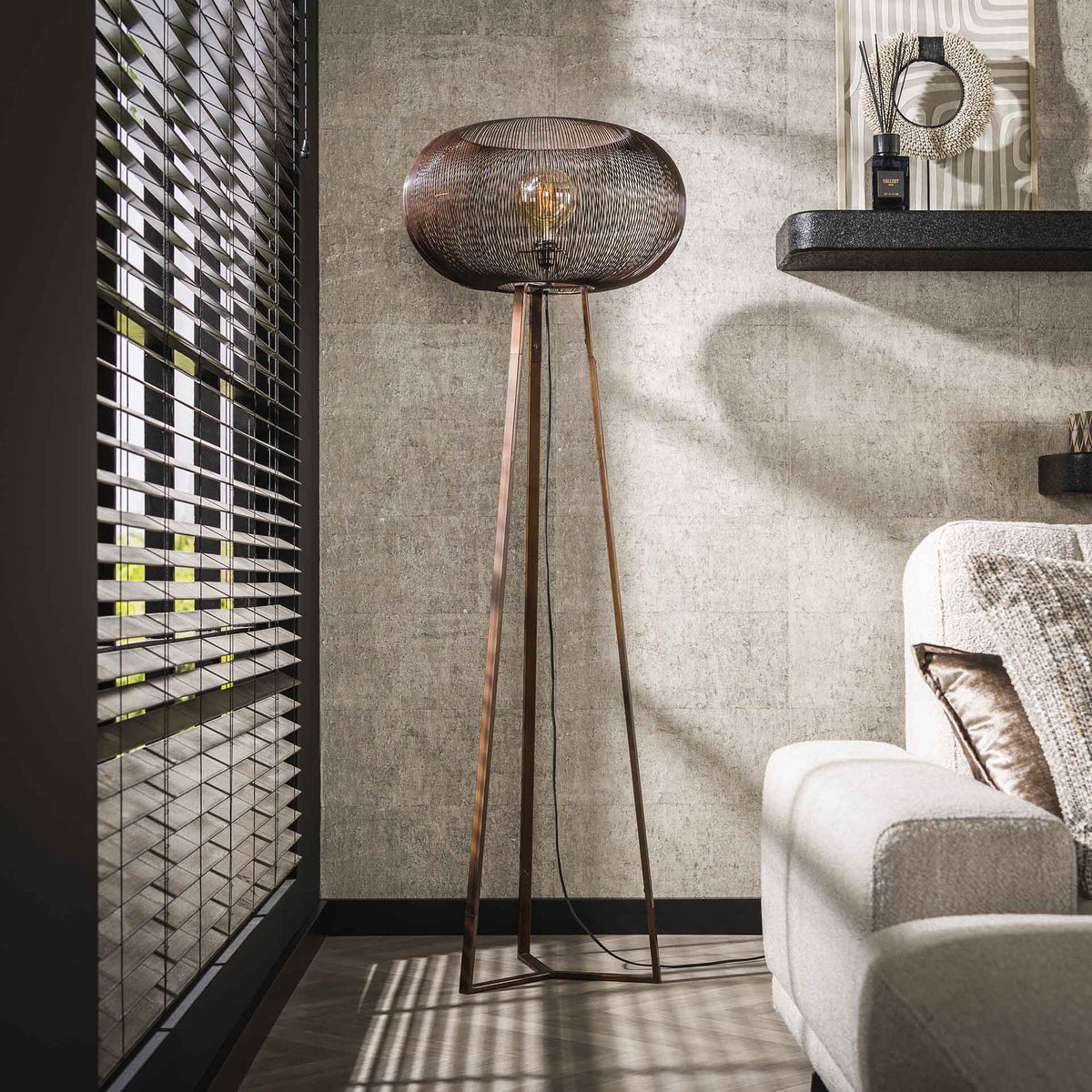 Floor lamps - Floor lamp Jill 3 - copper leg Ø55 cm - Dimehouse