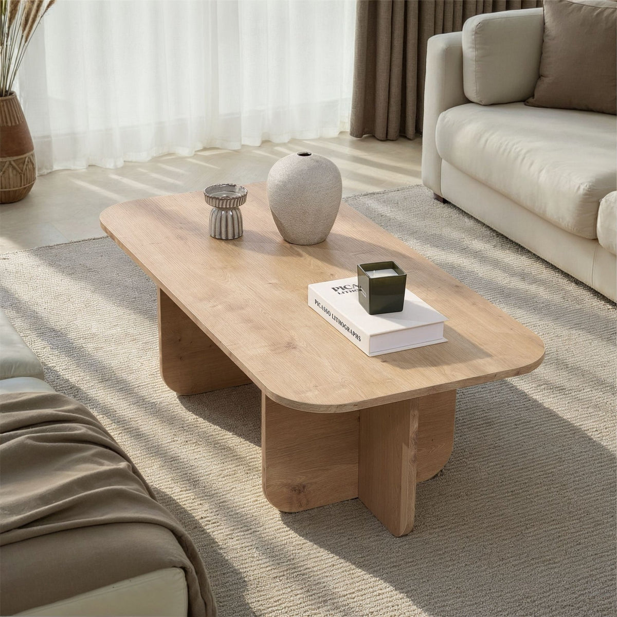 Akira coffee table in sapphire oak look 120 cm Melamine coated wood composite