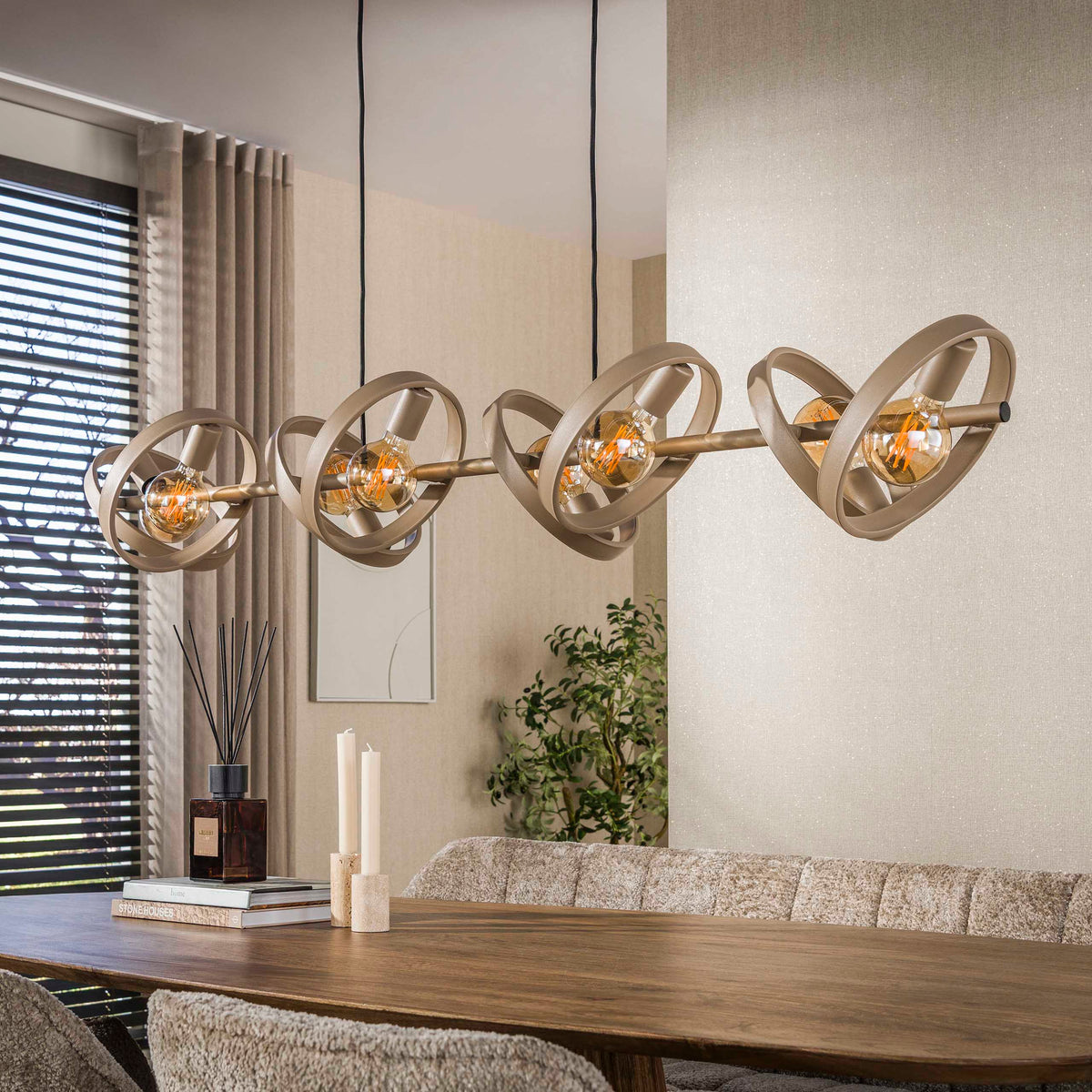Hanging lamps - Hanging lamp 8 - light beige metal round Otan - Dimehouse