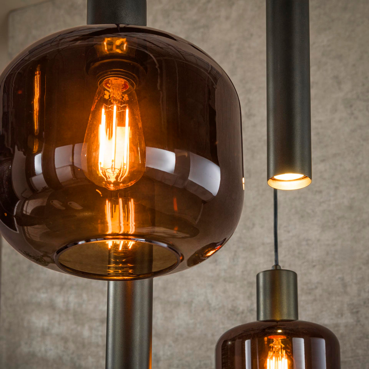 Hanging lamps - Hanging lamp Dax 7 - light bronze 105 cm - Dimehouse