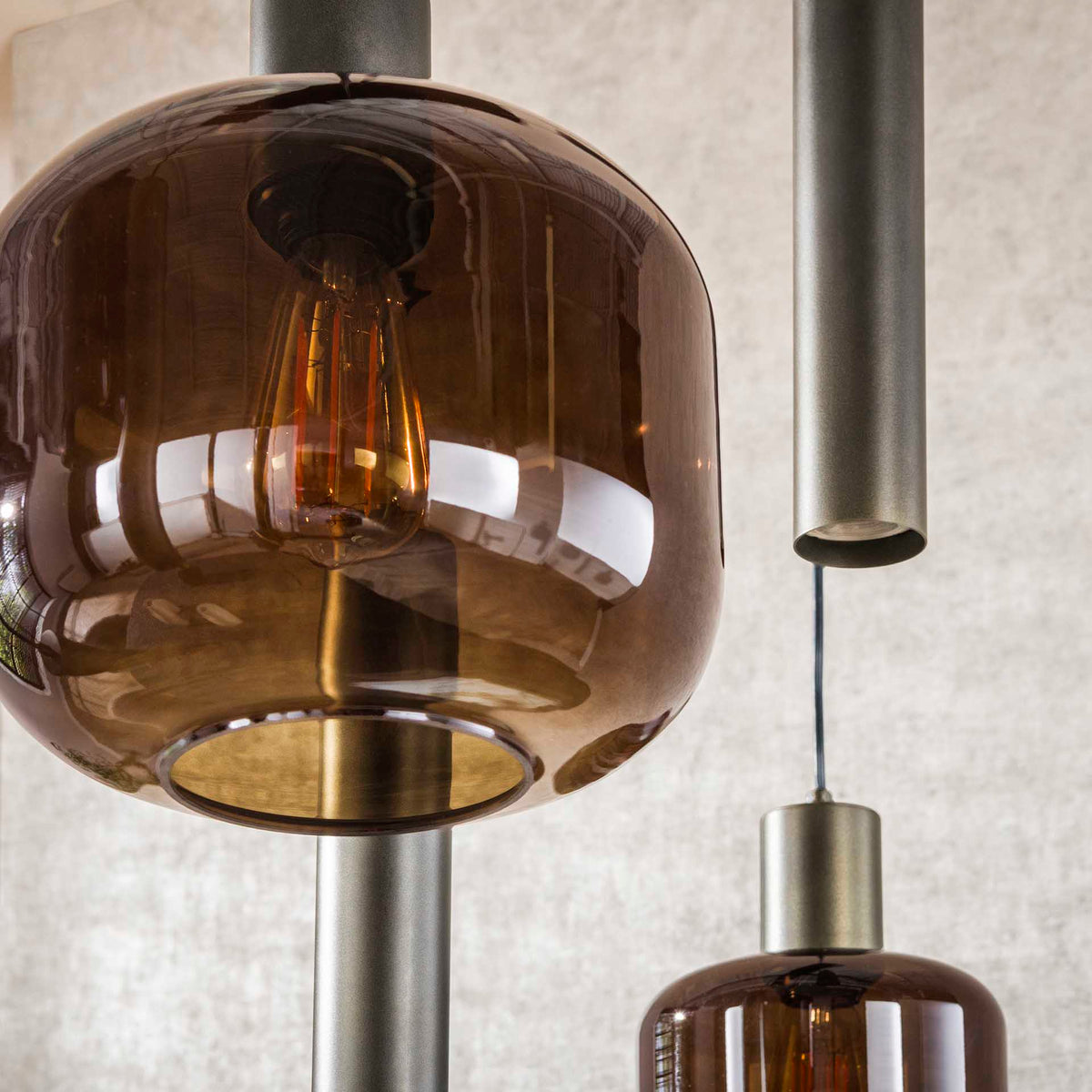 Hanging lamps - Hanging lamp Dax 7 - light bronze 105 cm - Dimehouse