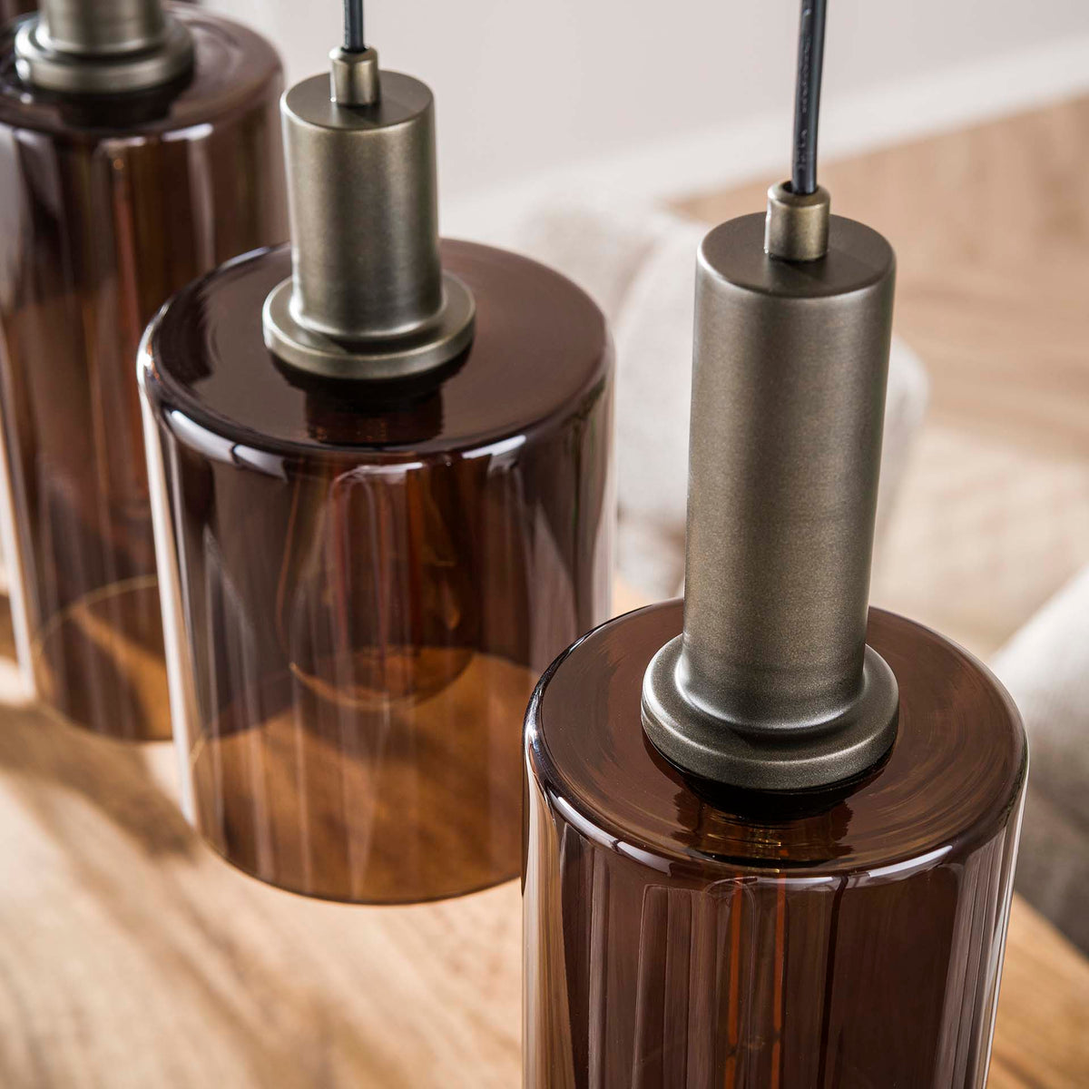 Hanging lamps - Modern Hanging Lamp Aureo 6 - light Sienna Brown 118 cm - Dimehouse