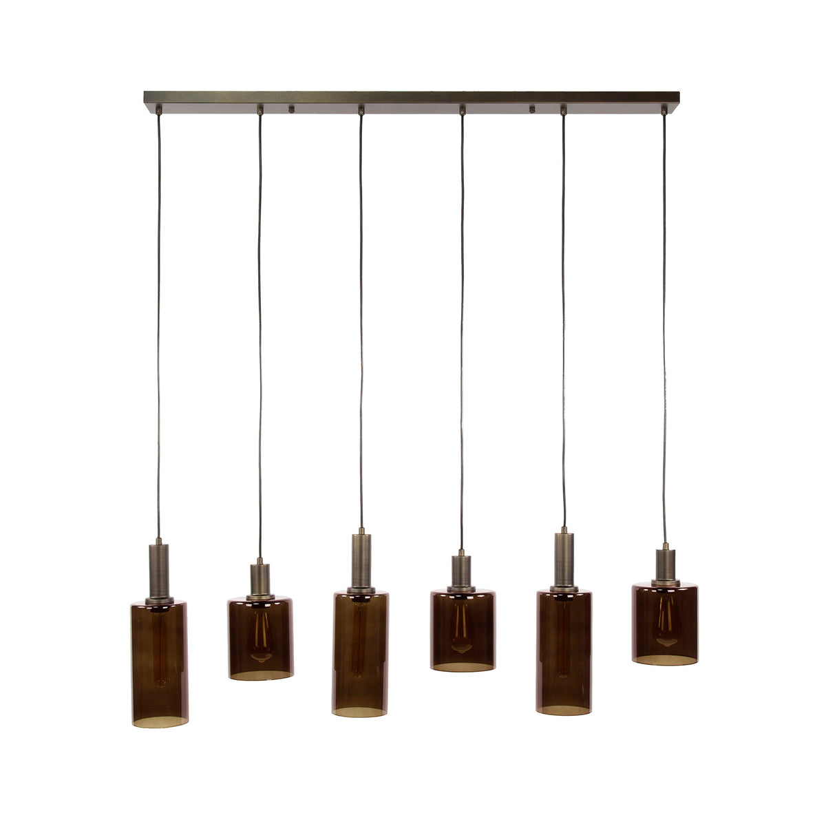 Hanging lamps - Modern Hanging Lamp Aureo 6 - light Sienna Brown 118 cm - Dimehouse