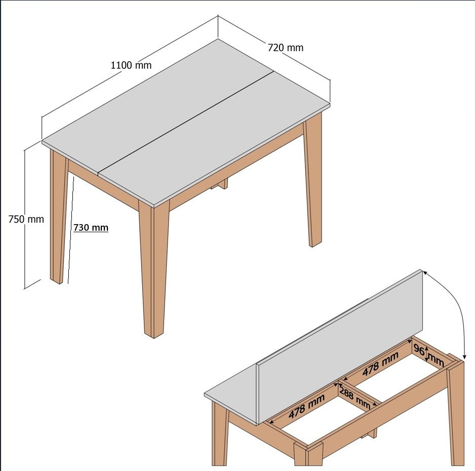Kiev kitchen table in walnut white 110 cm Walnut/white Melamine coated wood composite