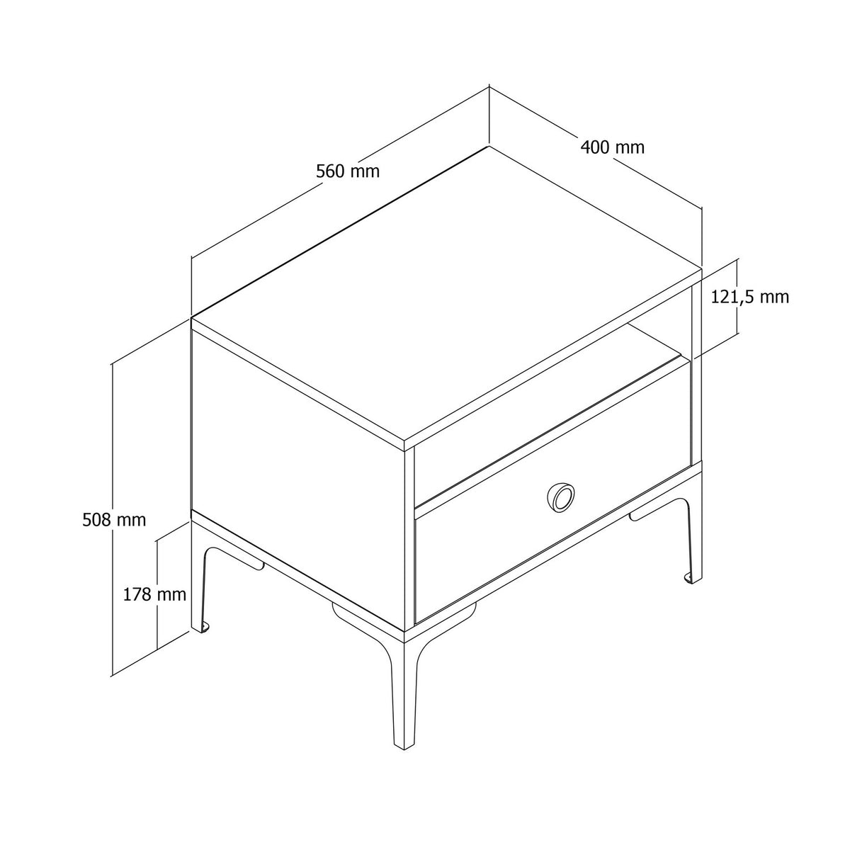 Bedside tables - Bedside table Lizbon Walnut White Melamine 56x50.8x40 cm - Dimehouse