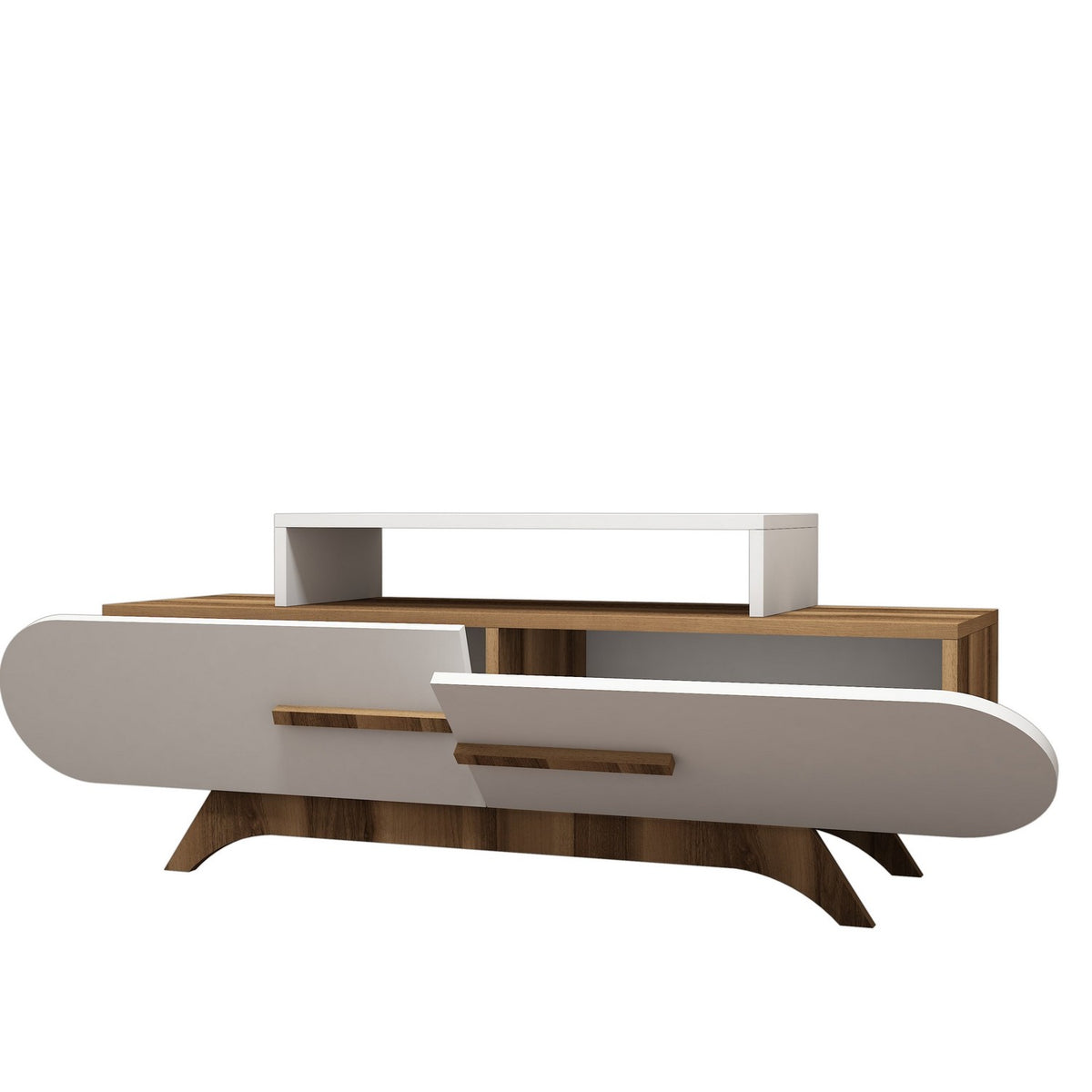 TV Furniture - TV Furniture Rose Walnut White Melamine 145x49.8x36.8 cm - Dimehouse