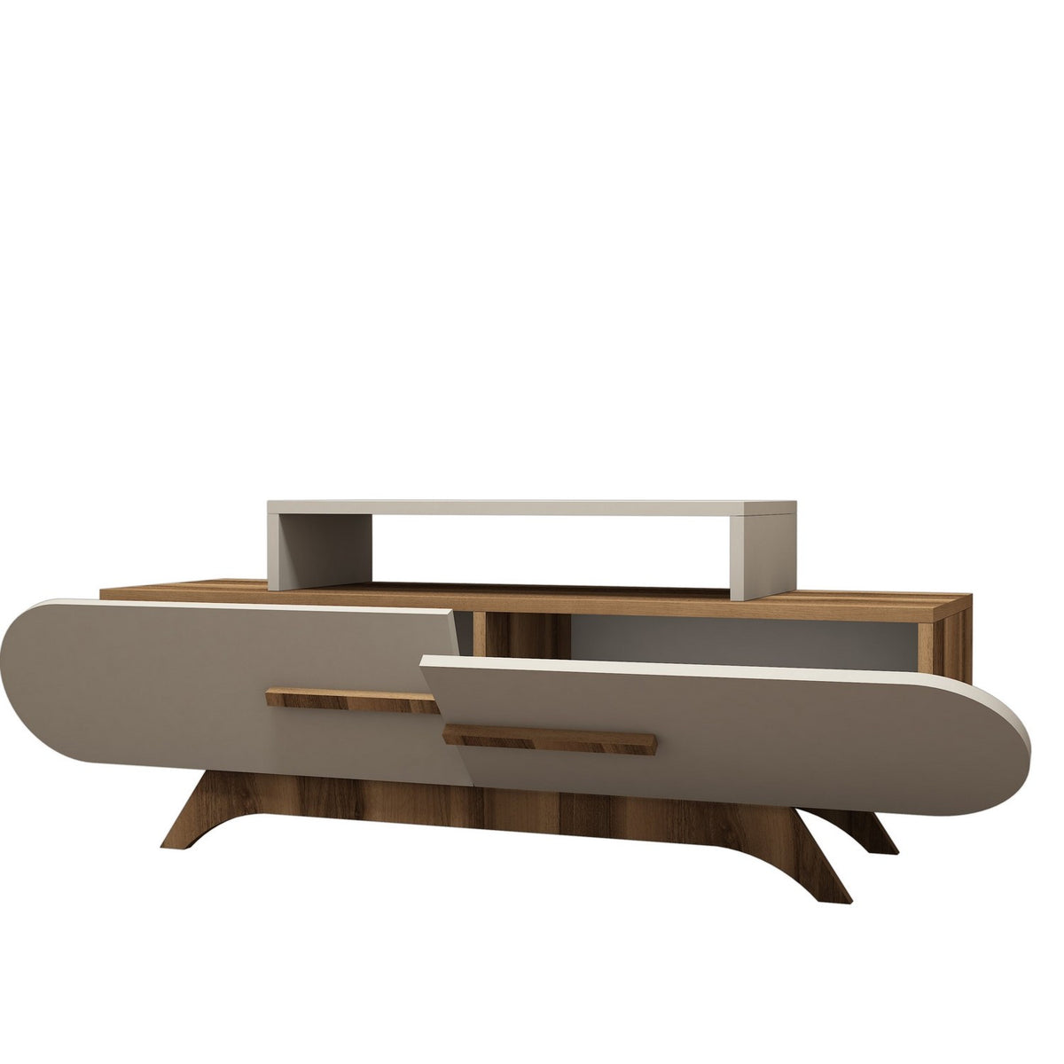 TV Furniture - TV Furniture Rose Walnut Cream Melamine 145x49.8x36.8 cm - Dimehouse