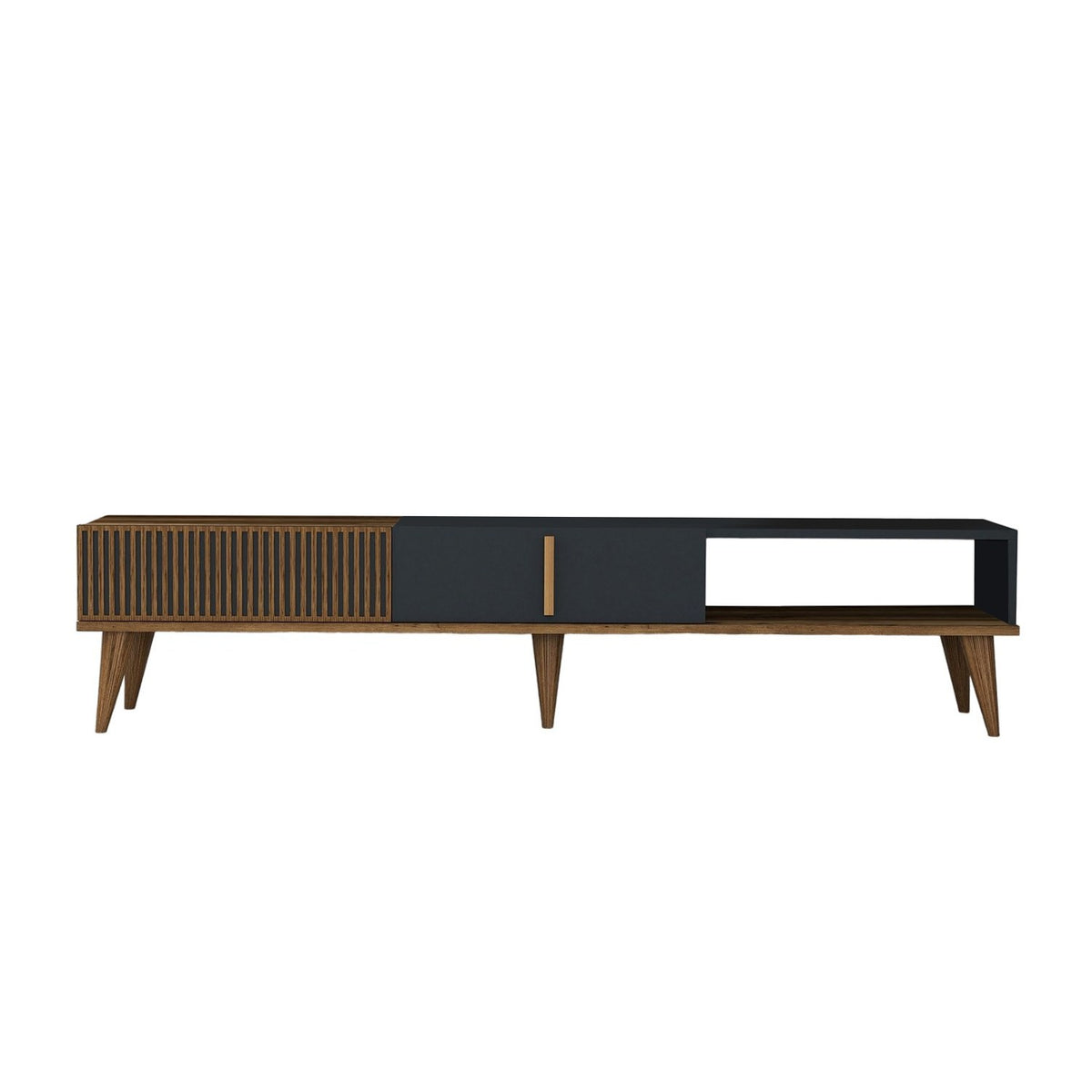 TV Furniture - TV Furniture Milan Alt Walnut Anthracite Melamine 180x40x35 cm - Dimehouse